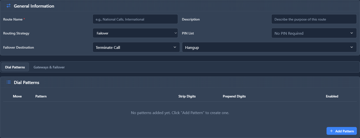 Outbound Routes Form