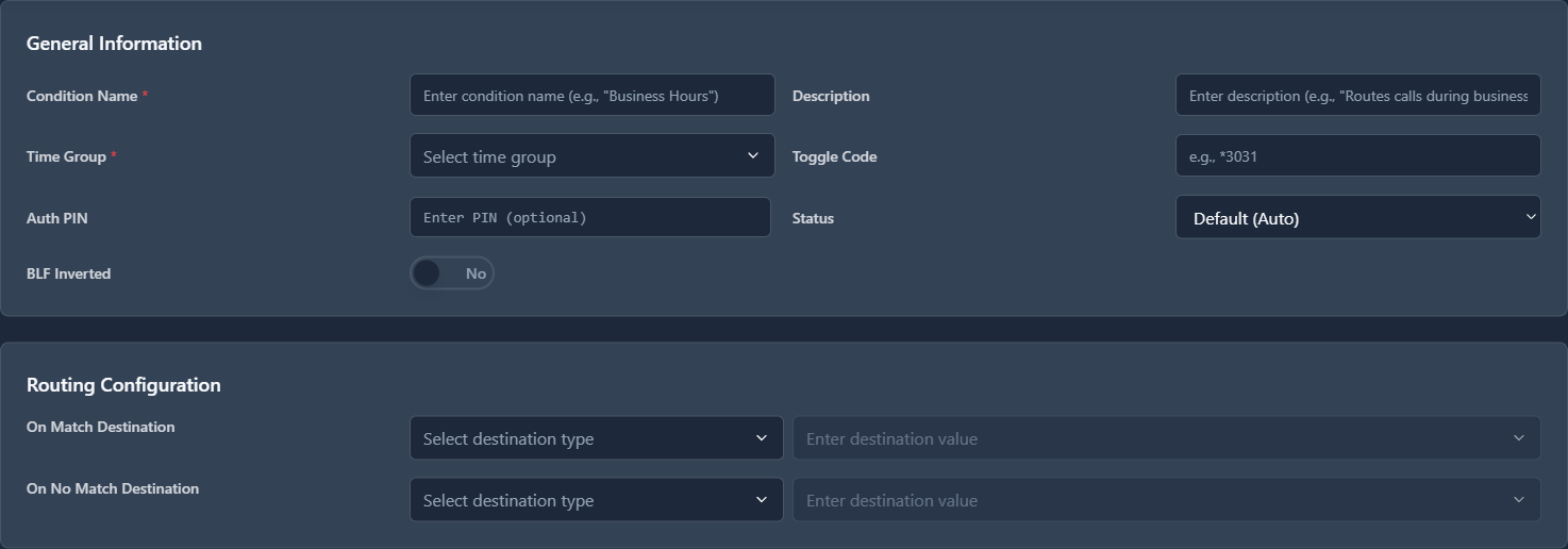 Time Conditions Form