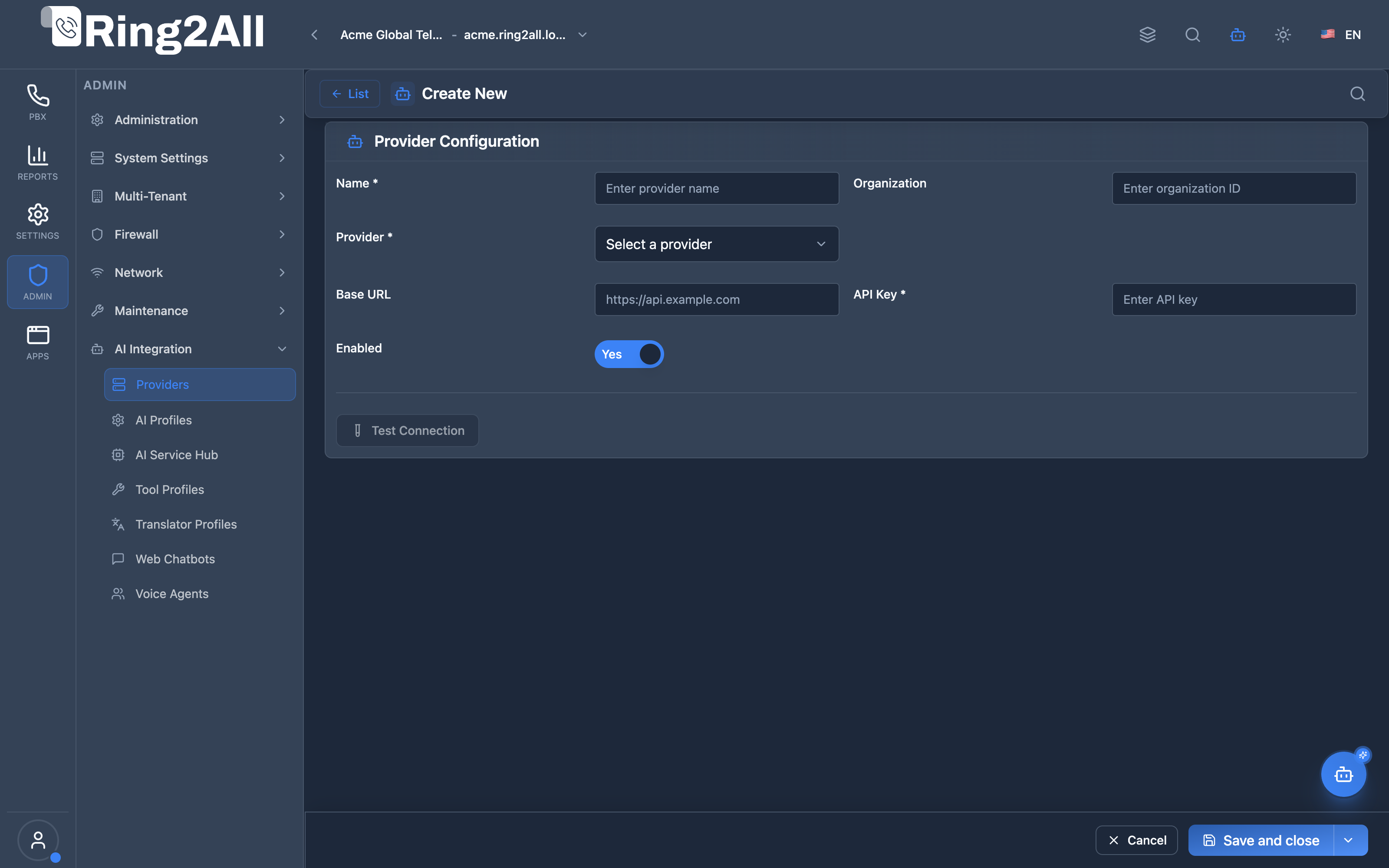 AI Provider Configuration Form