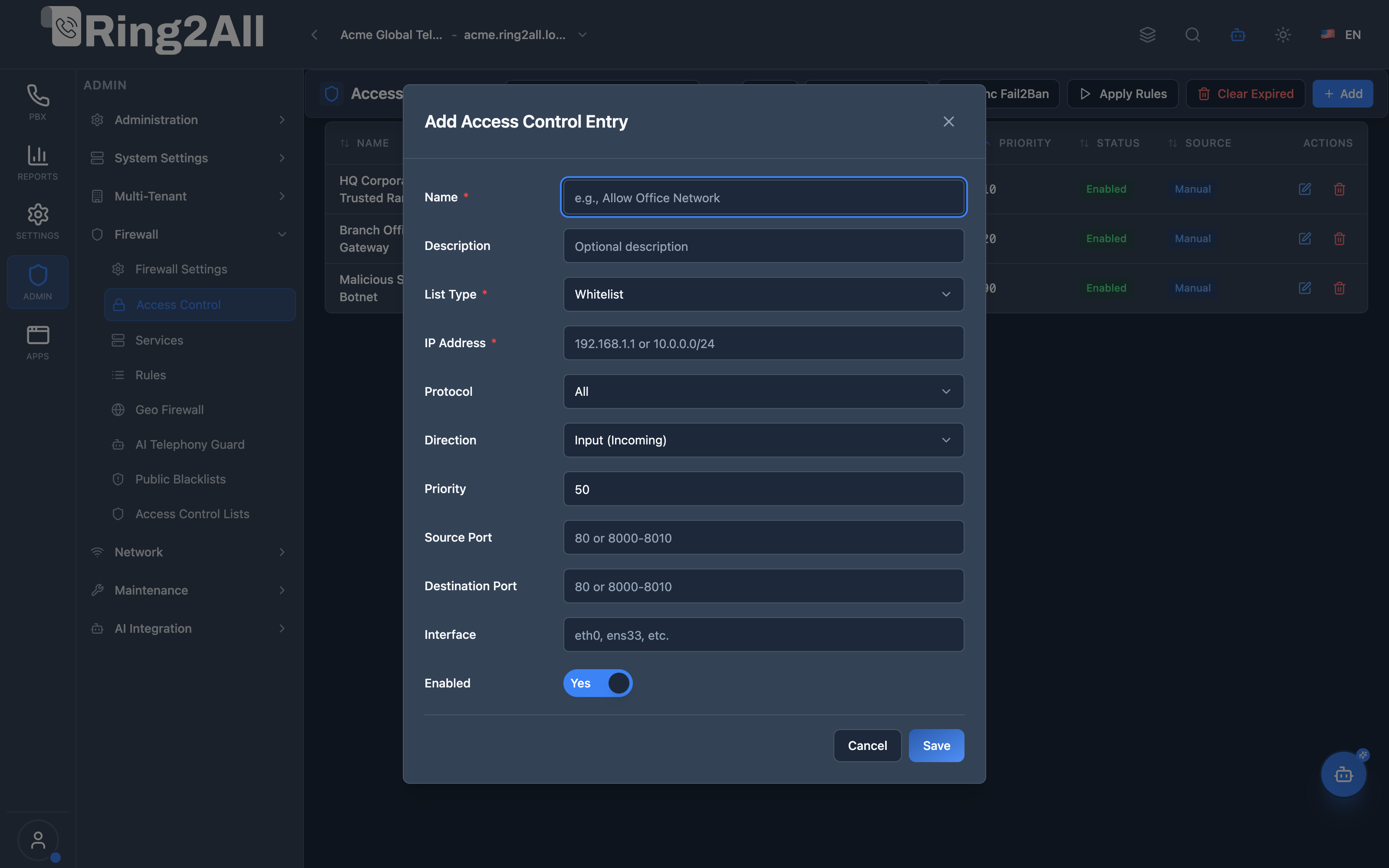 Add Access Control Entry Modal