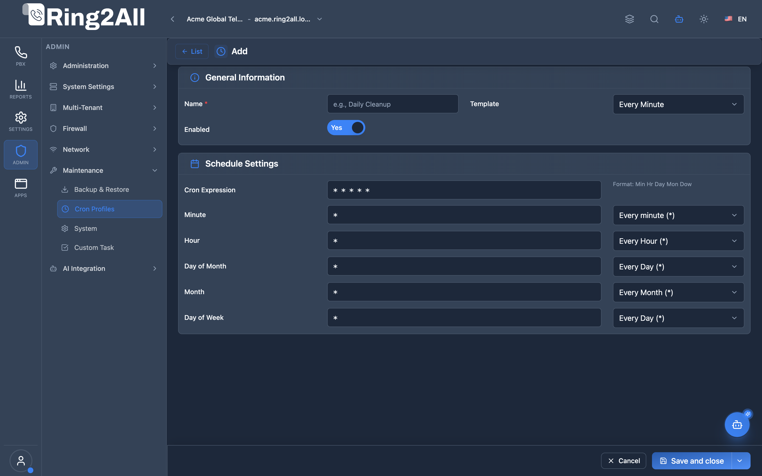 Cron Profile Schedule Form