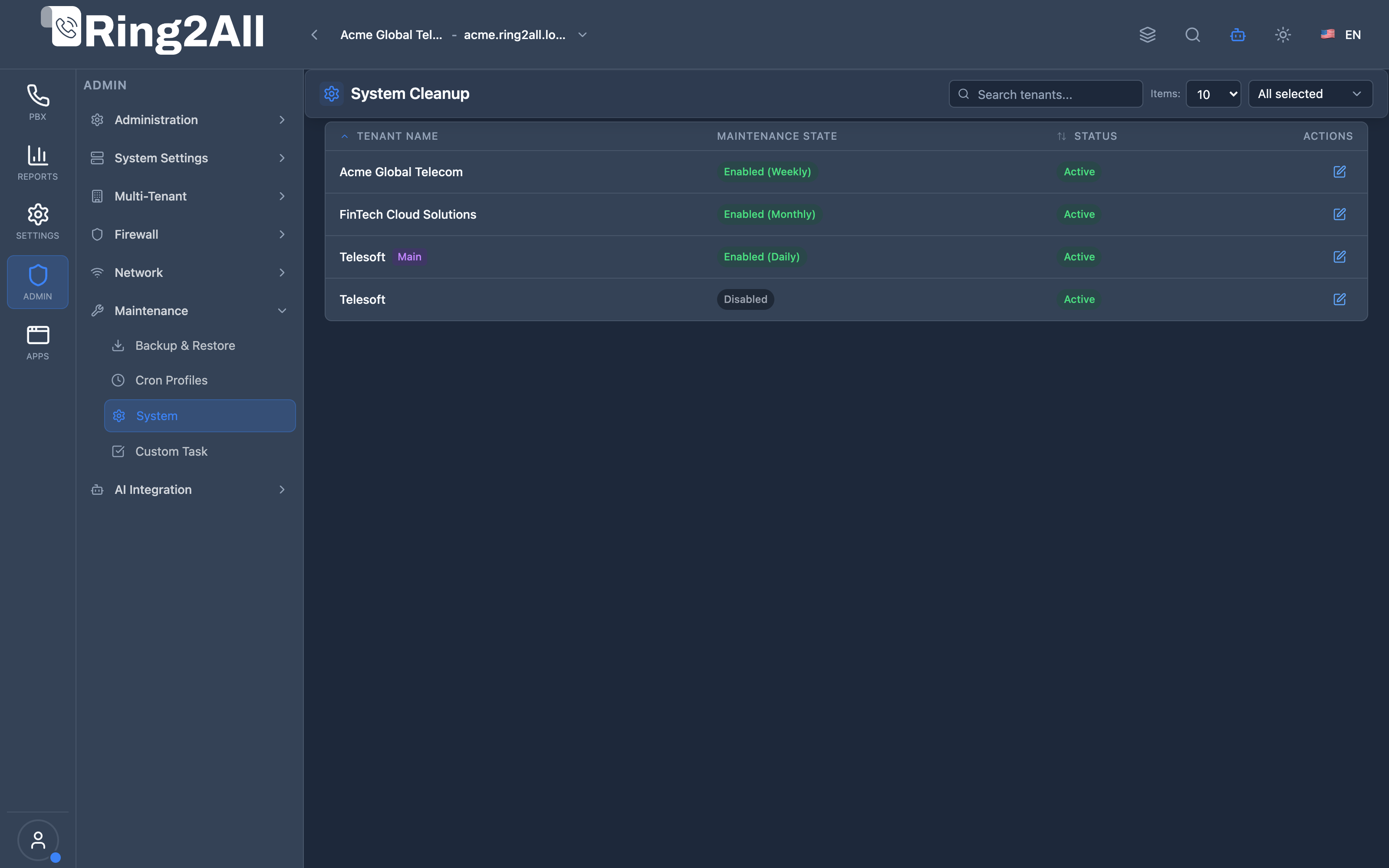 System Cleanup Tenant Directory