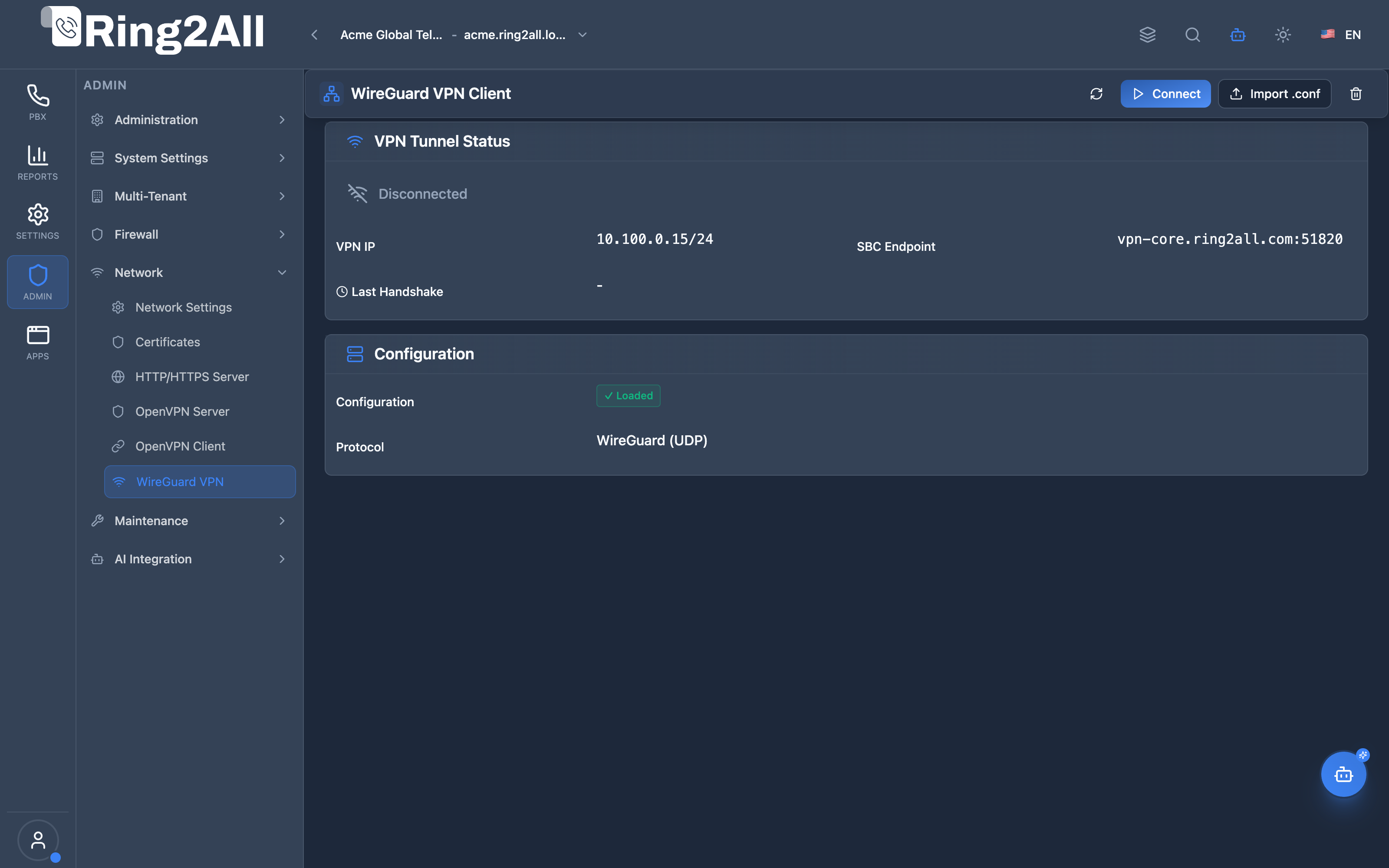 WireGuard VPN Client Interface