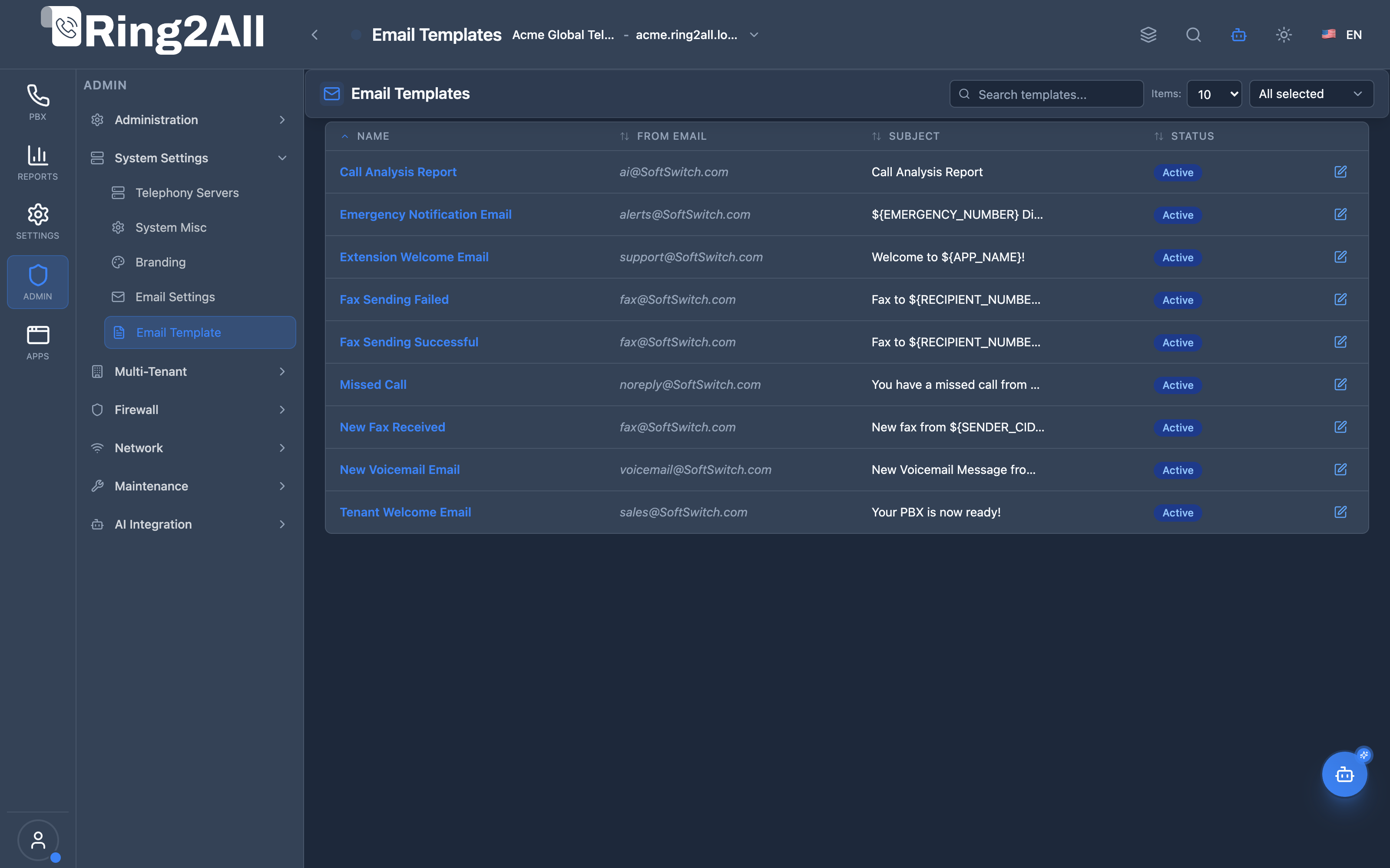 Email Templates List