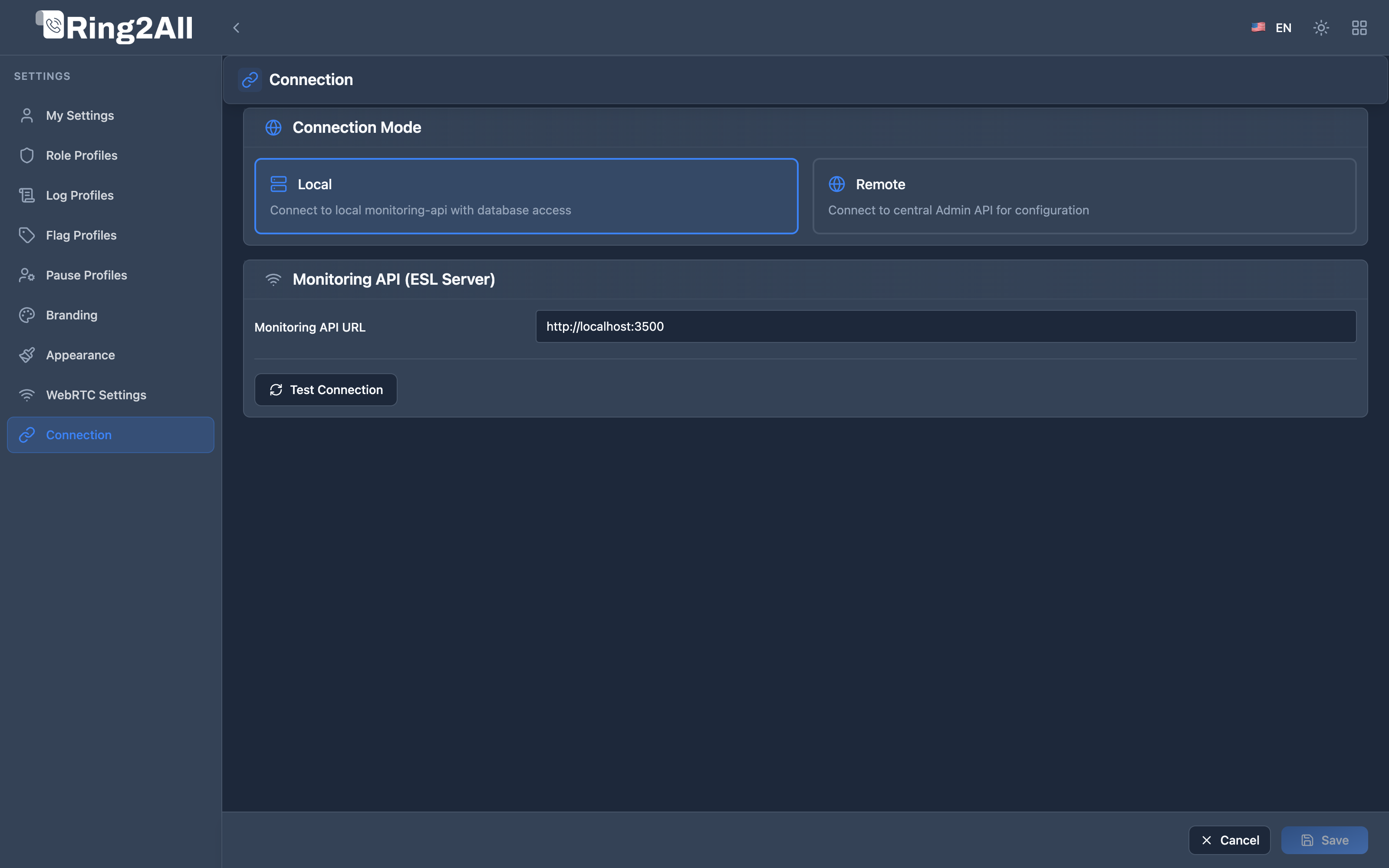 Connection Settings