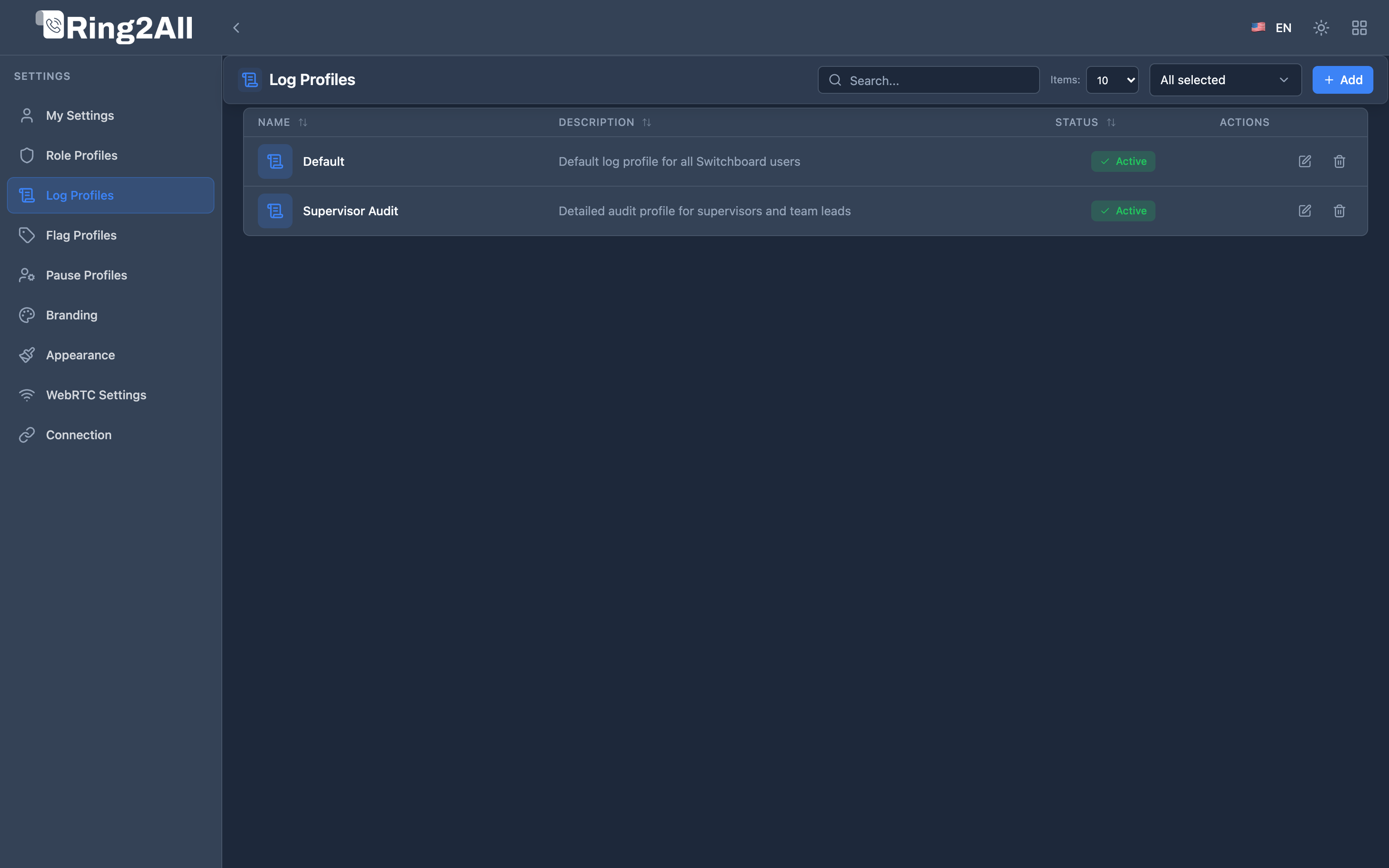Log Profiles Management