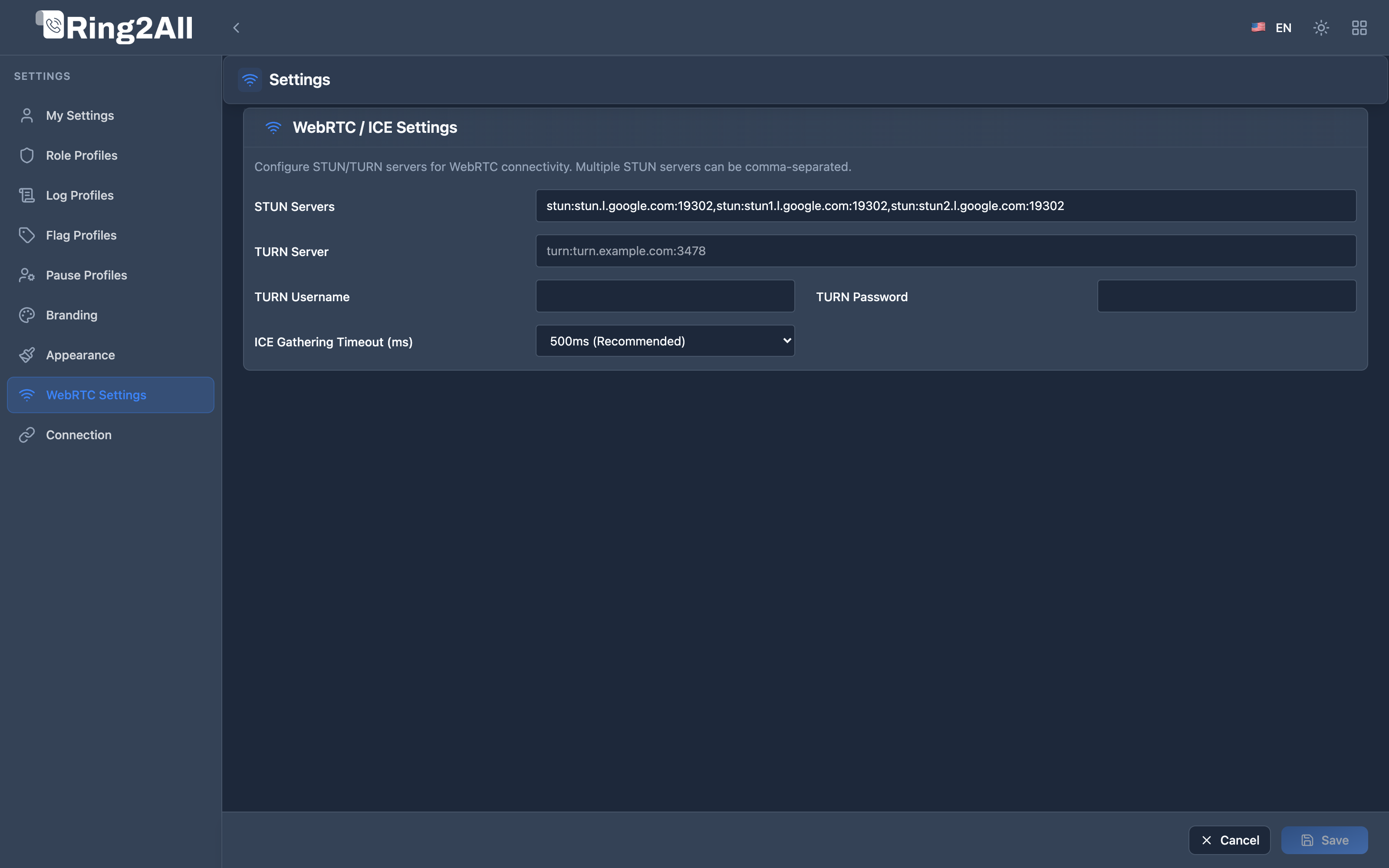 WebRTC Settings