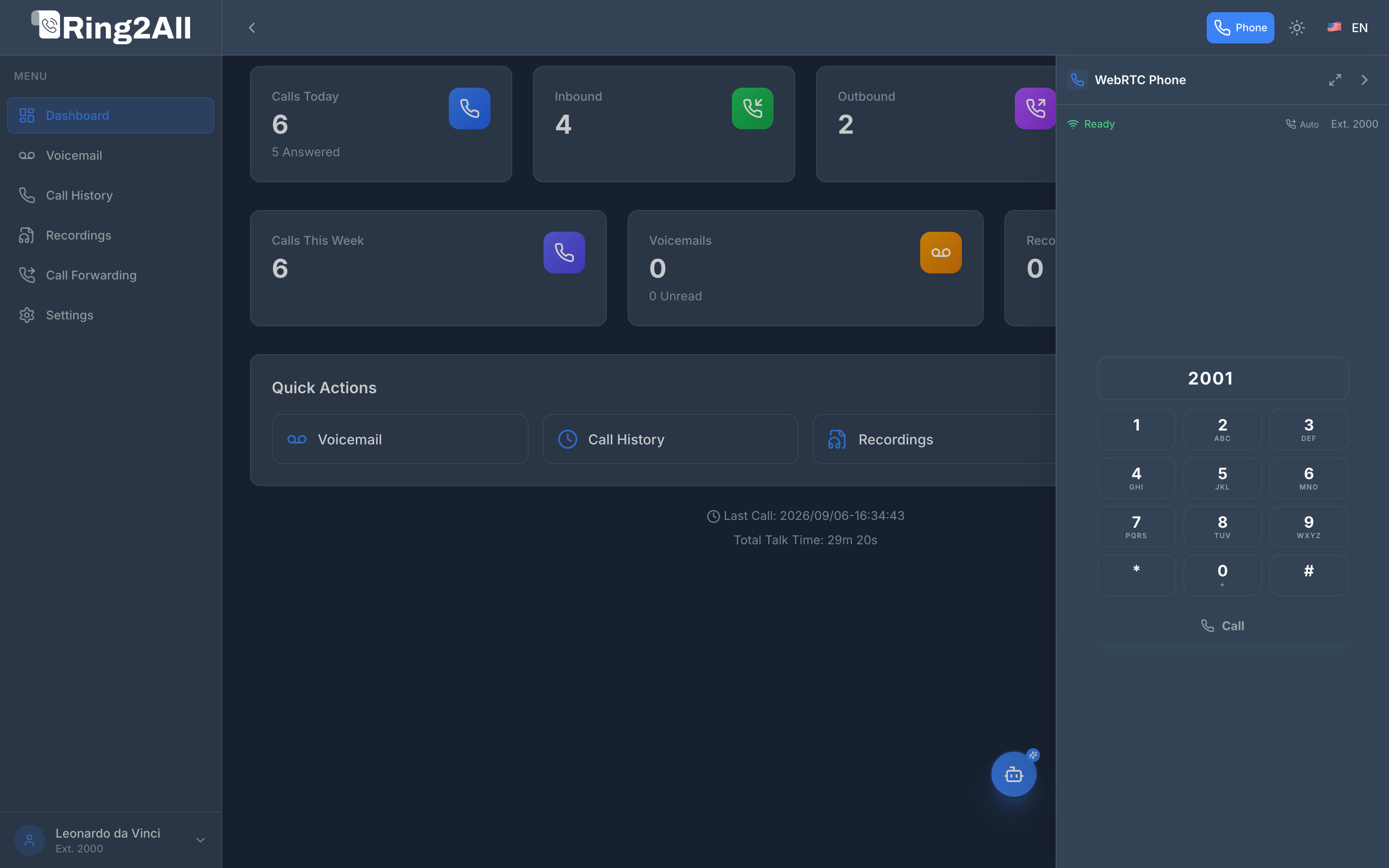 User Portal WebRTC Softphone
