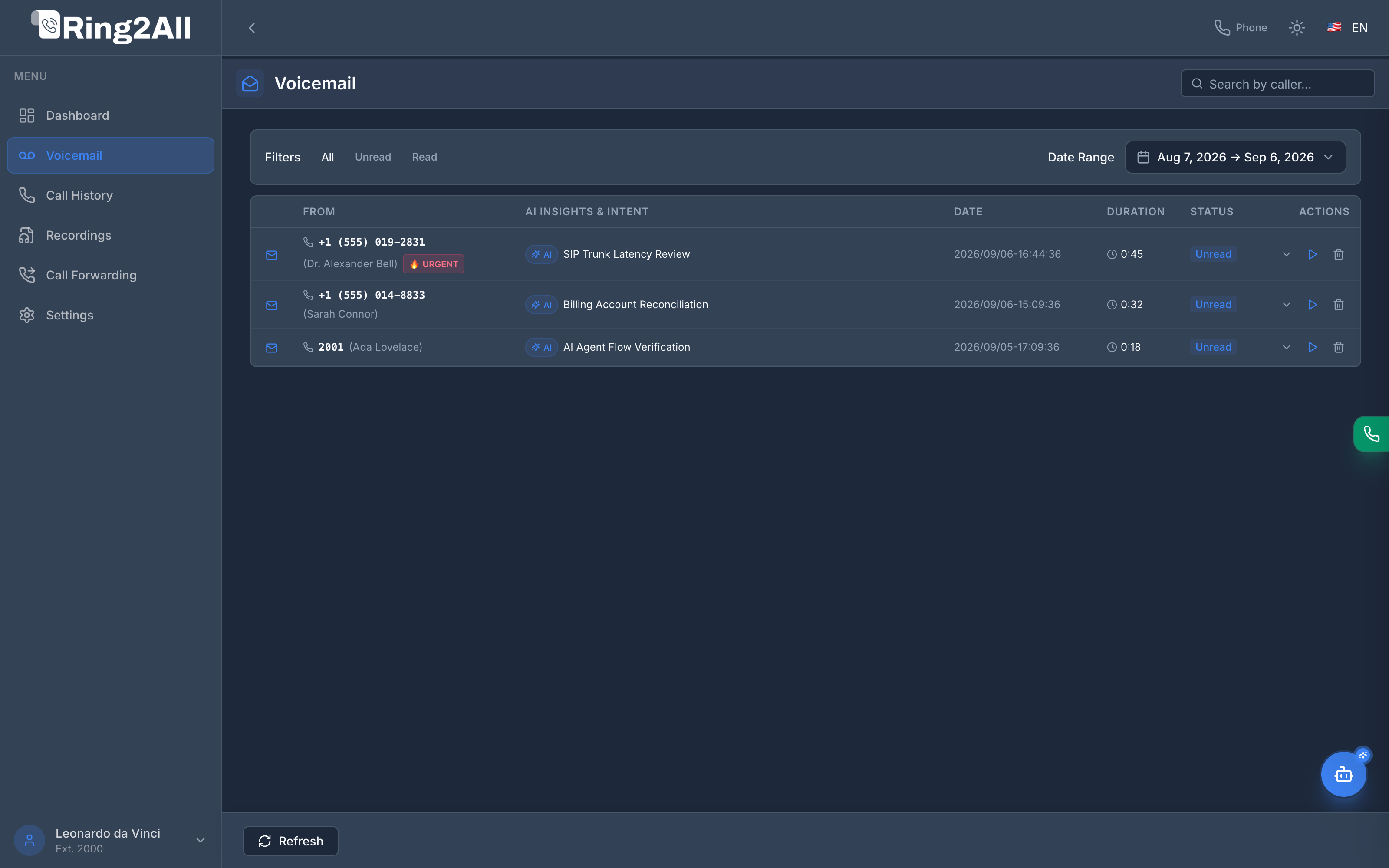 User Portal Voicemail