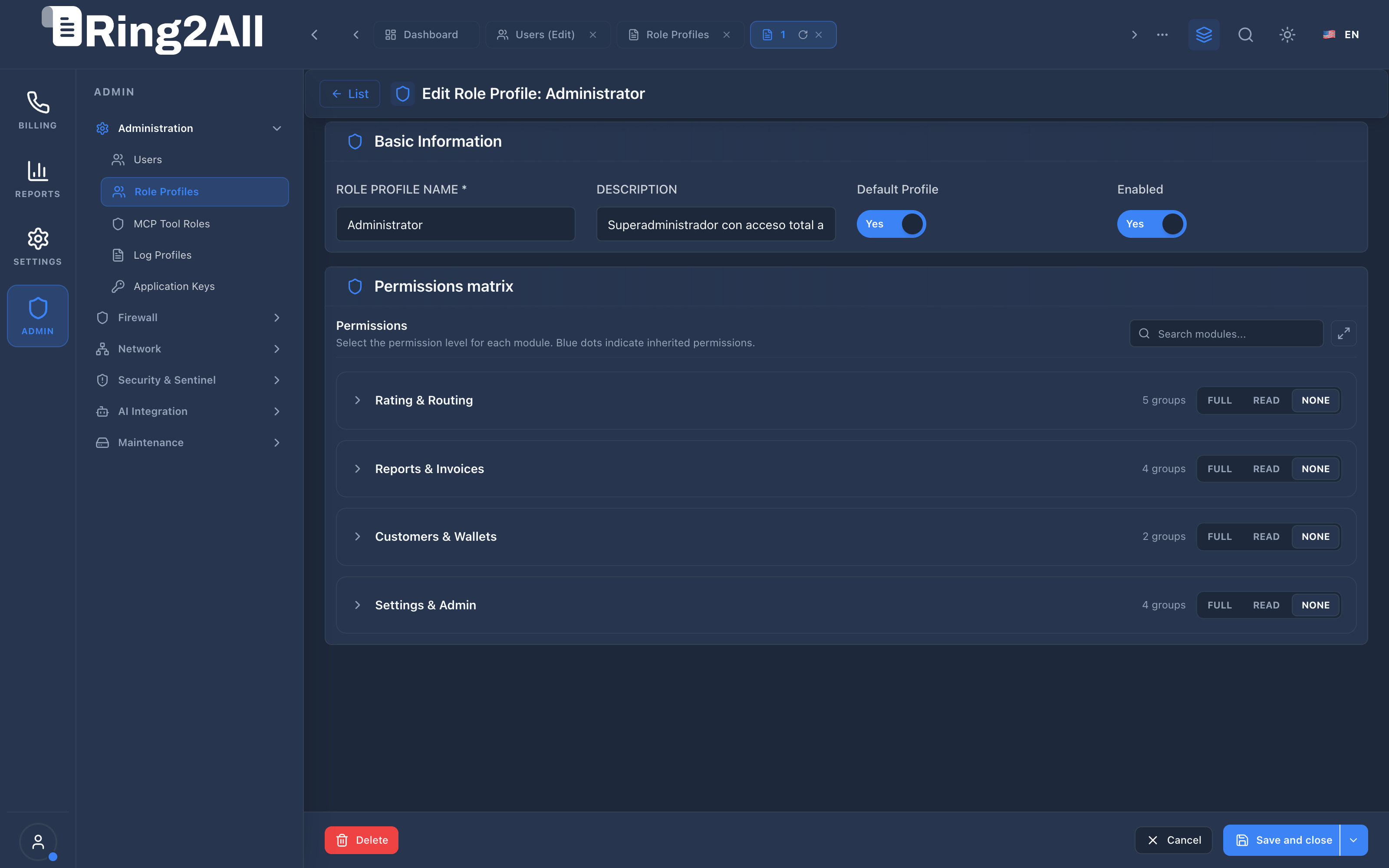 Role Profile Form View