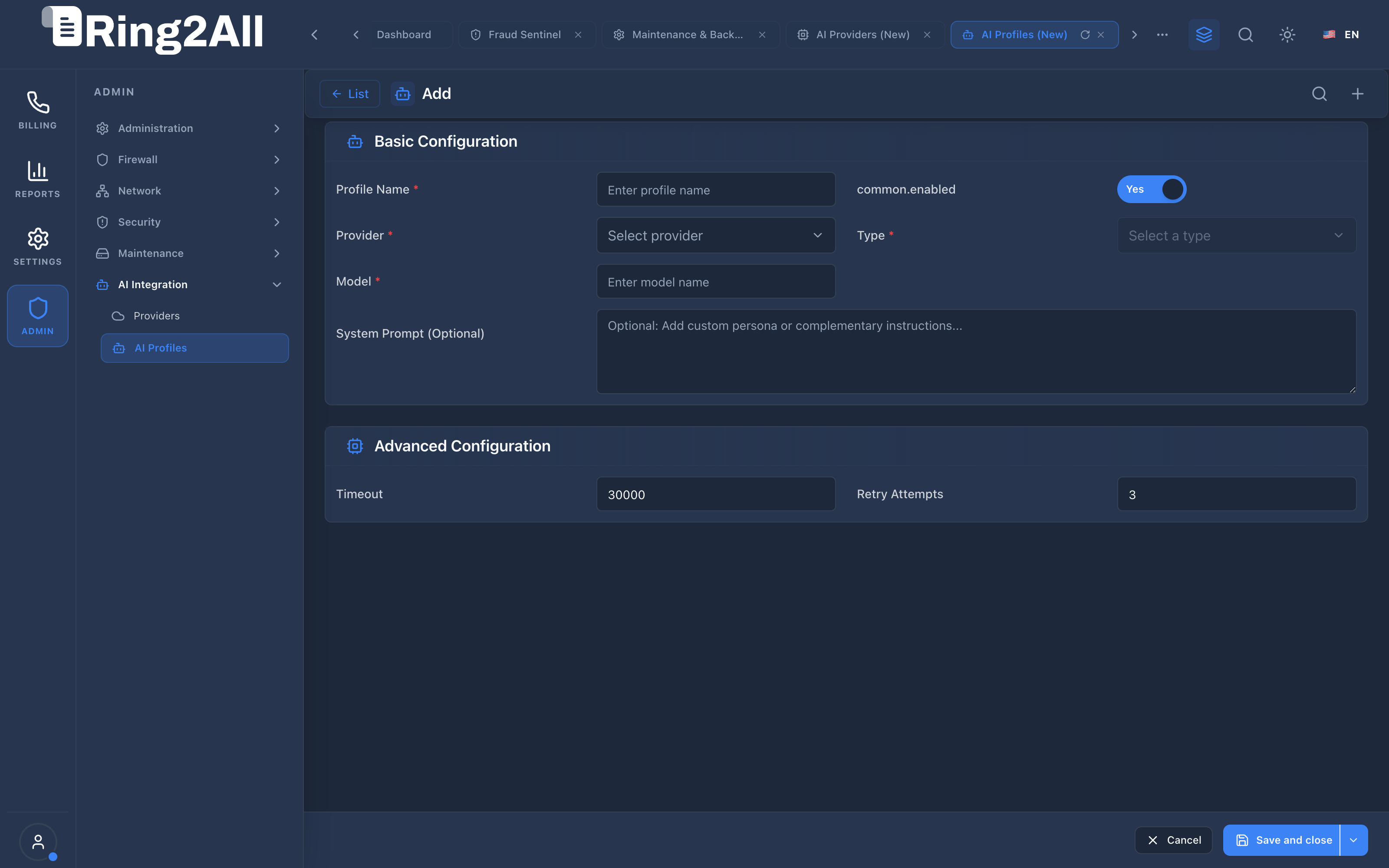 Create AI Profile Form