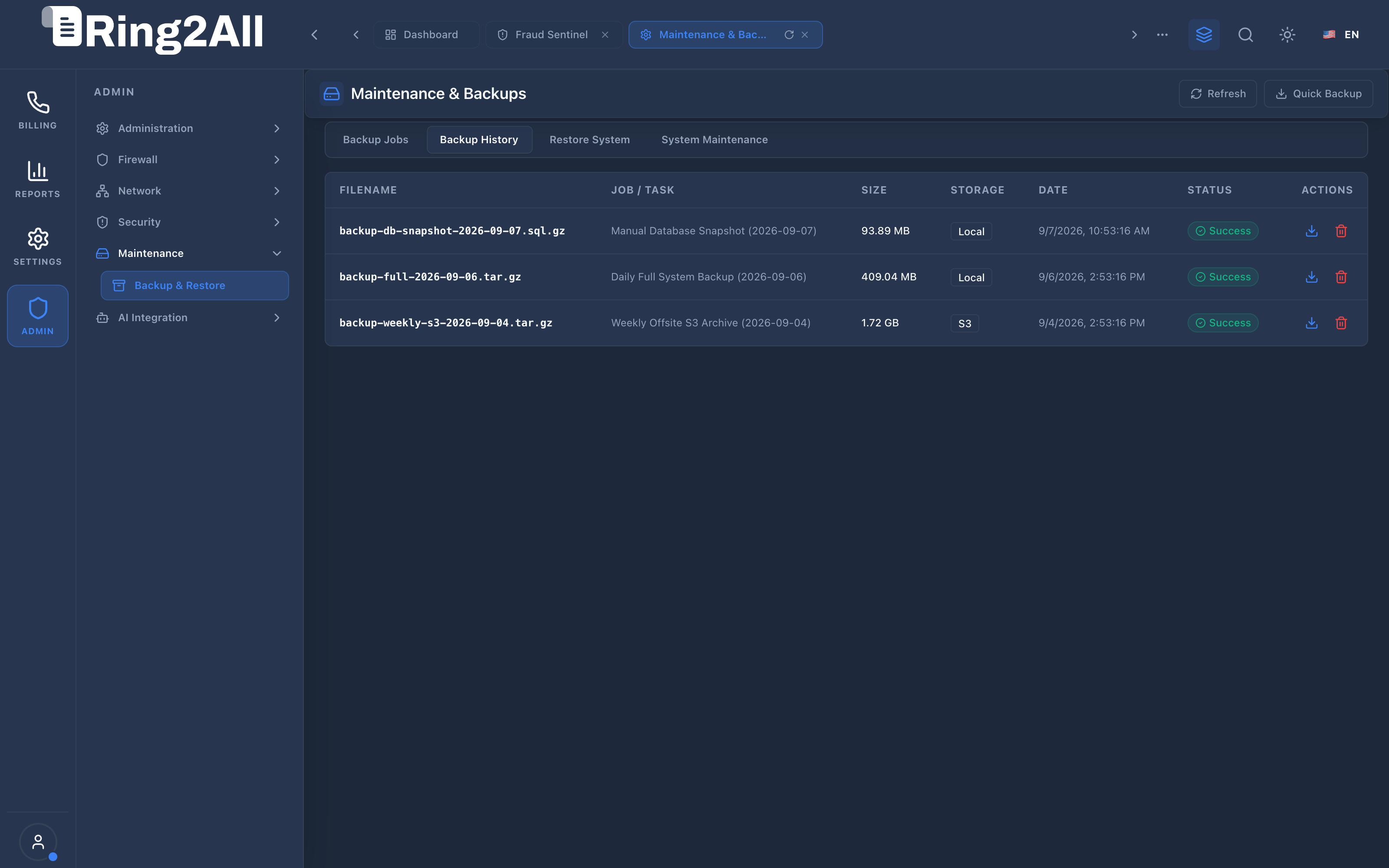 Backup History List