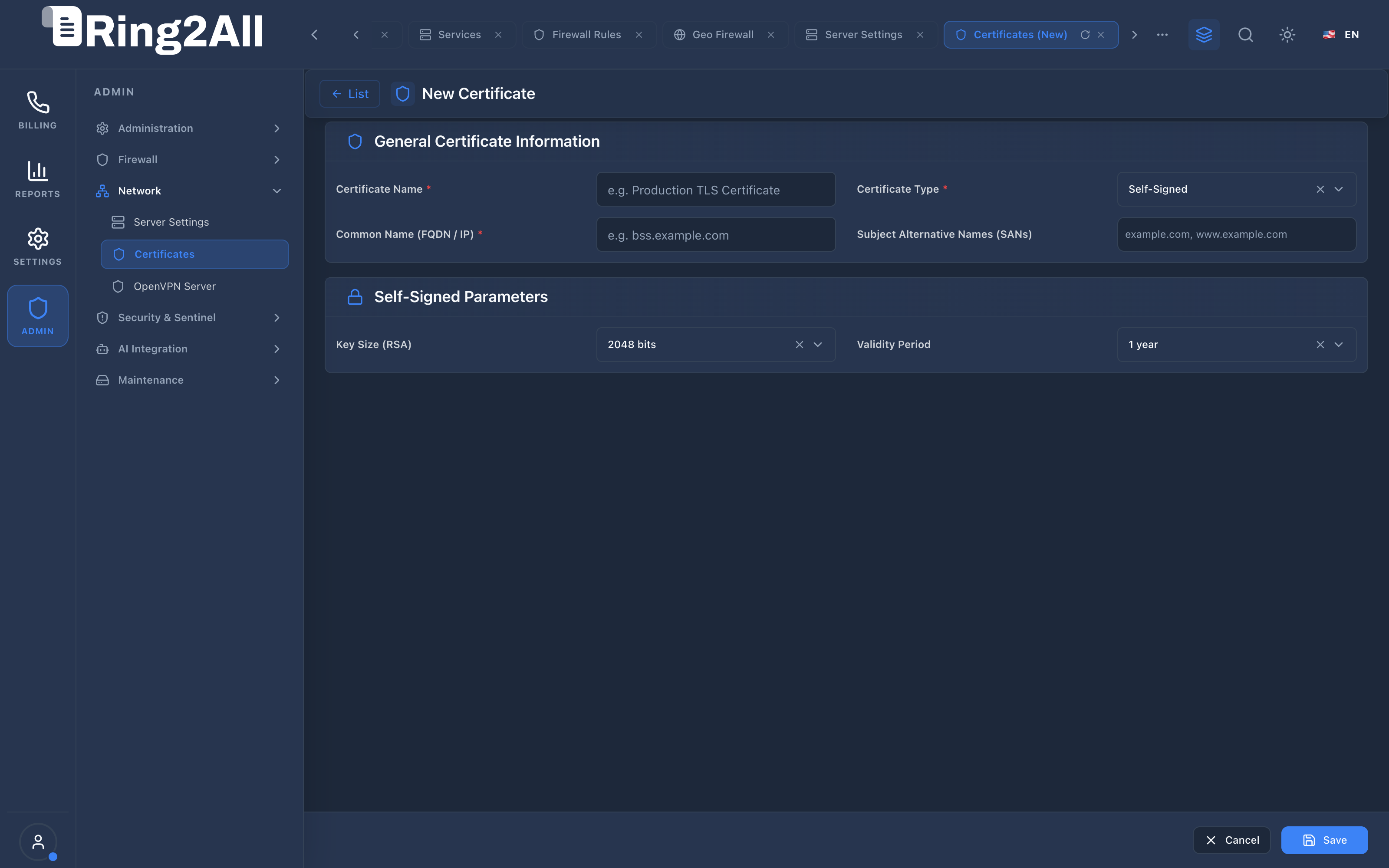 Certificate Provisioning Form