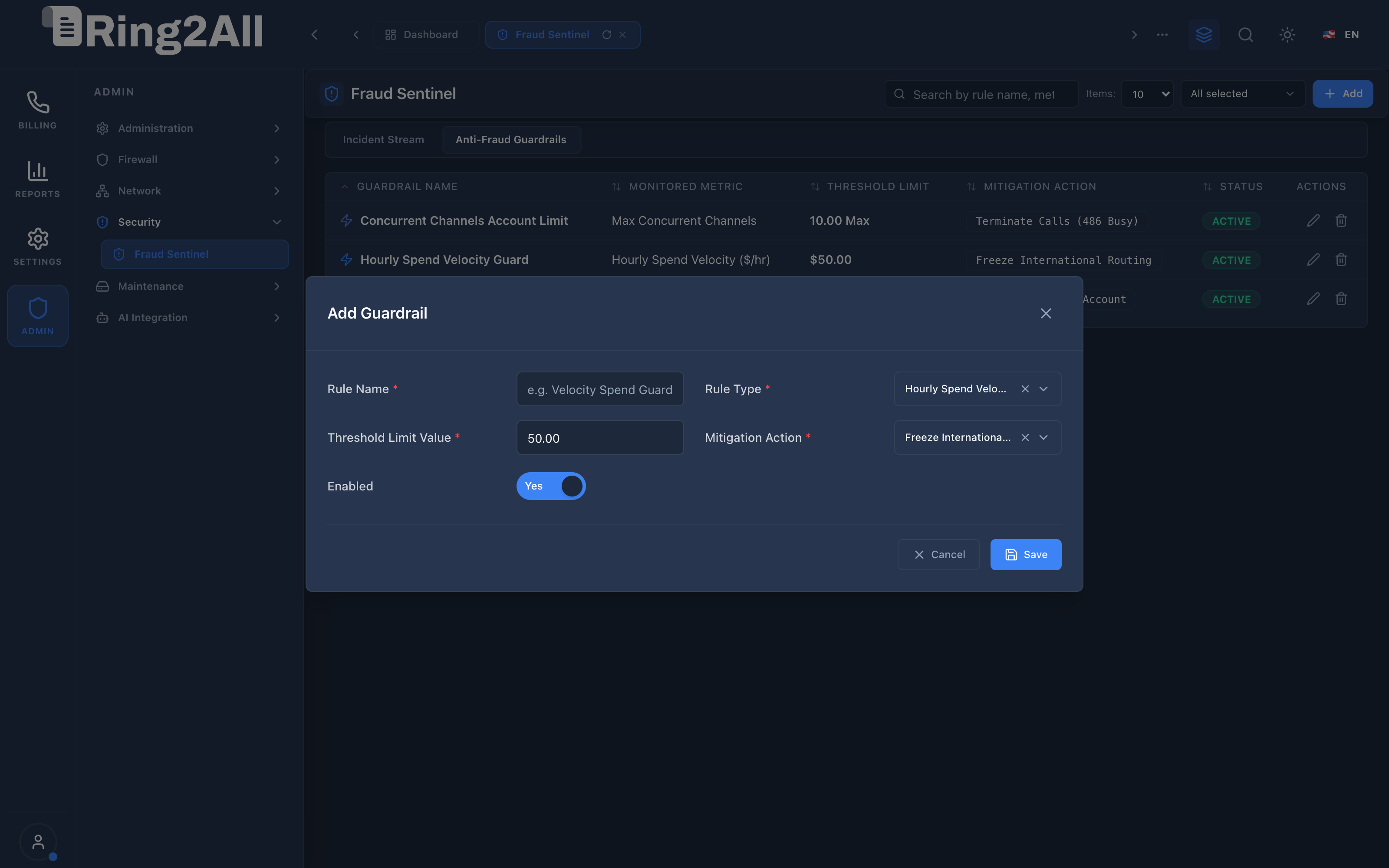 Fraud Sentinel Guardrail Modal