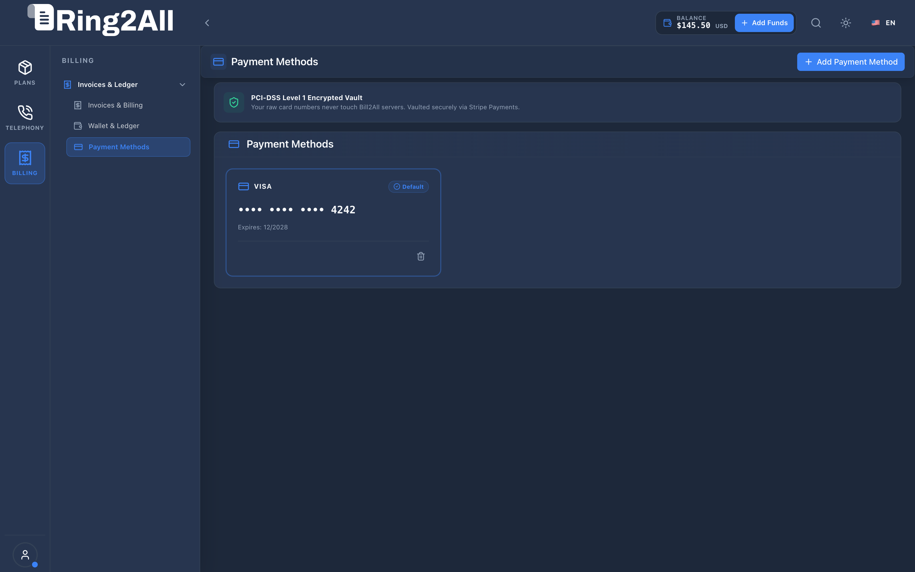 Vaulted Payment Methods Inventory