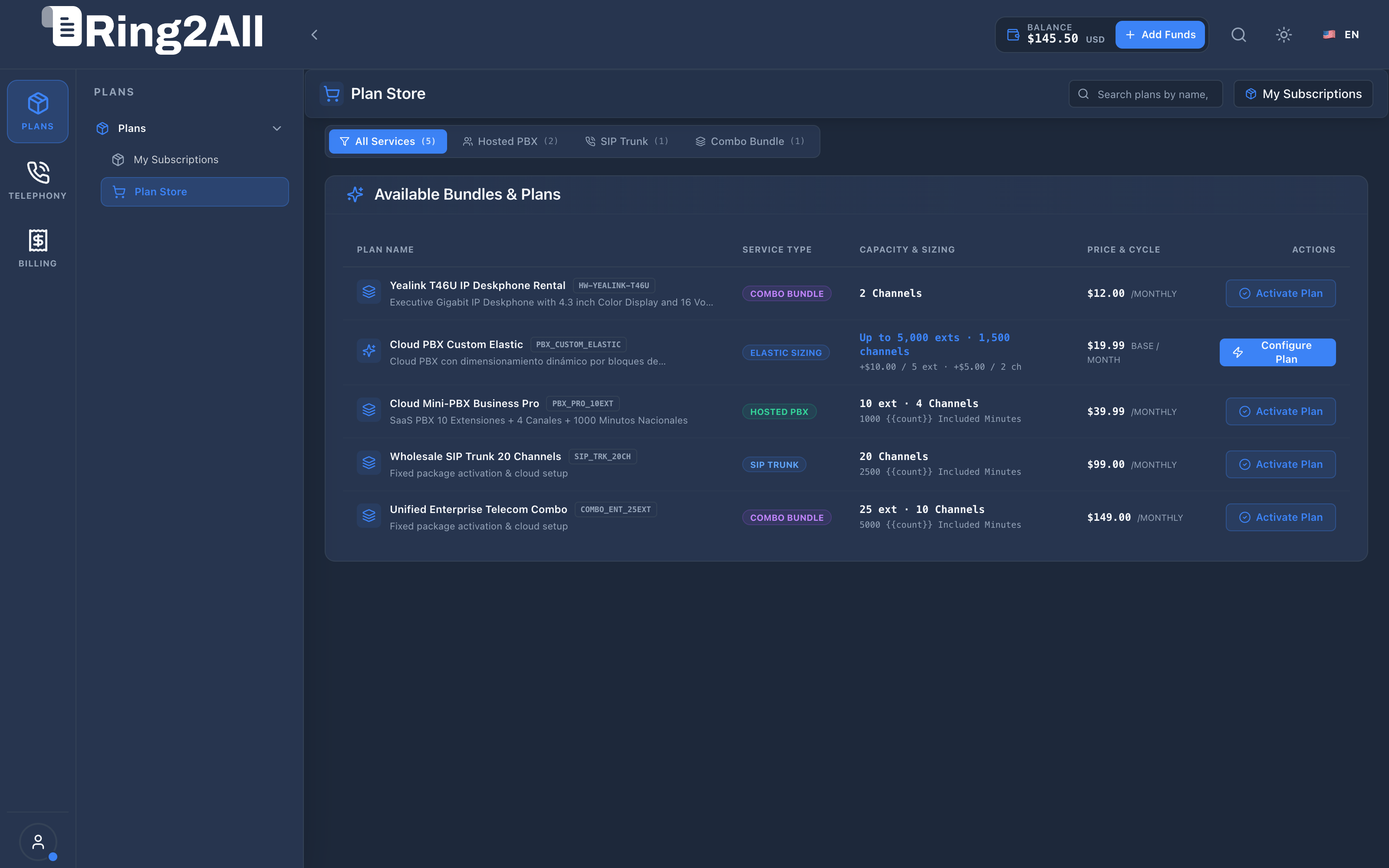 Plan Store Catalog