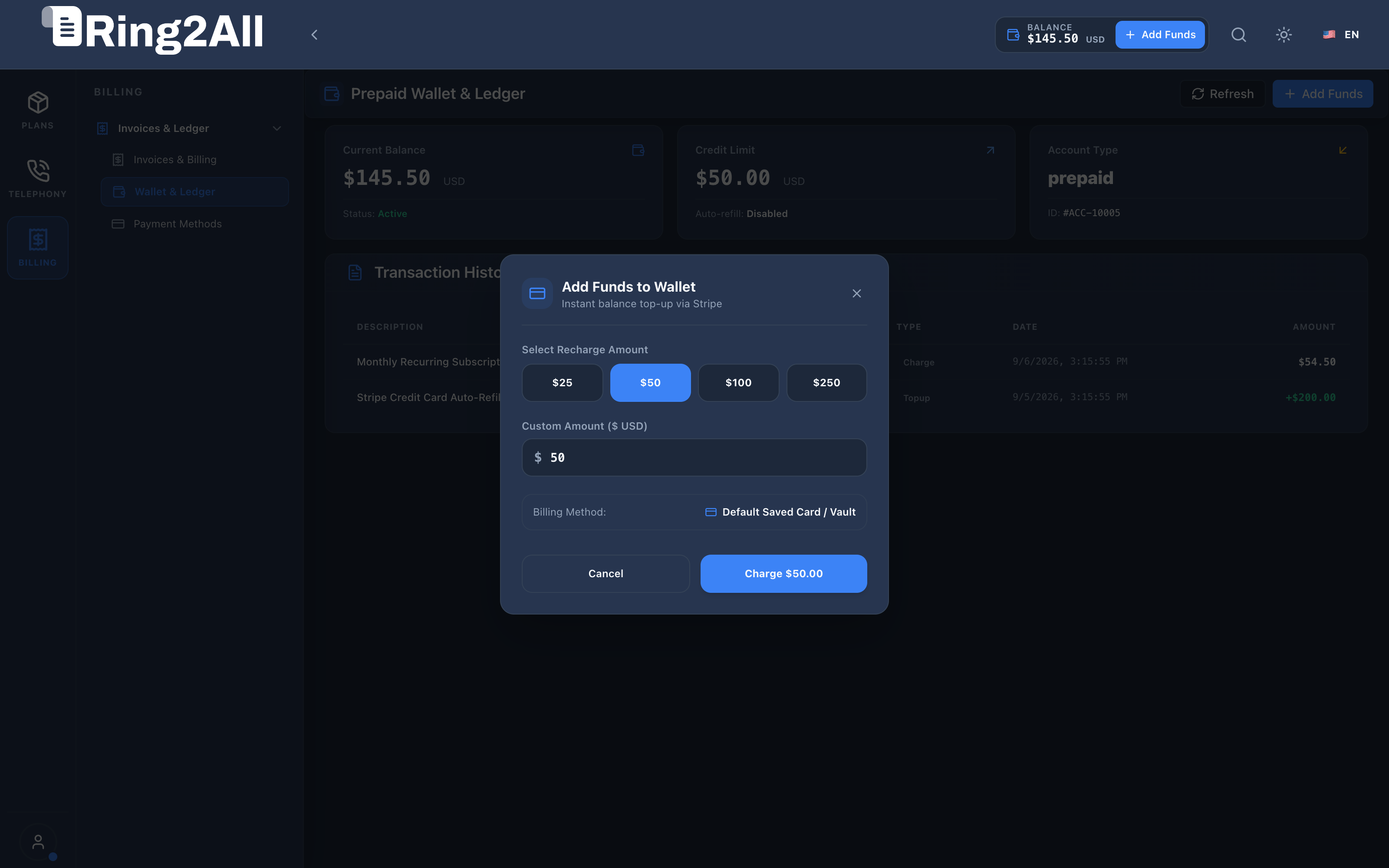 Add Funds to Wallet Modal