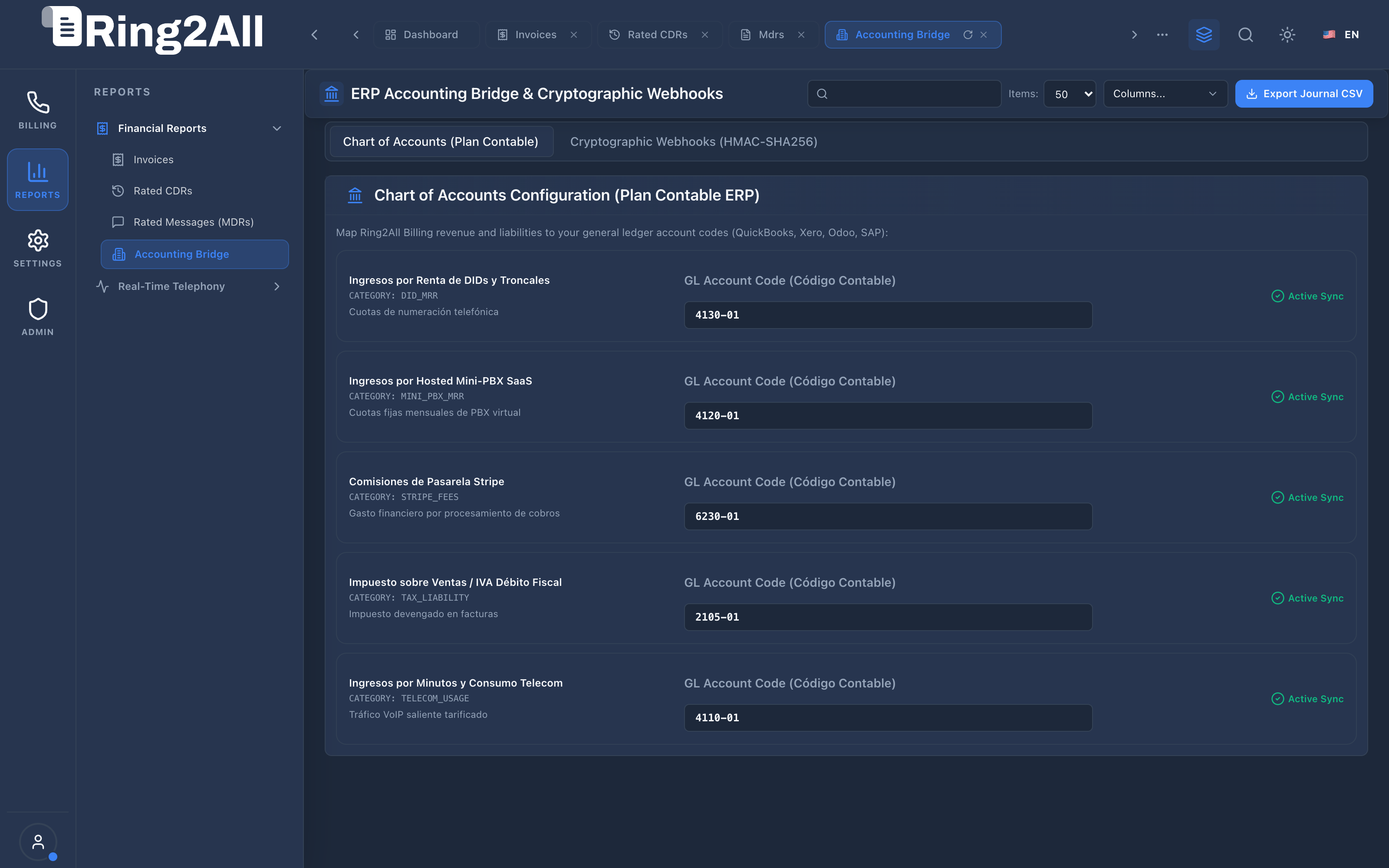 Chart of Accounts Tab