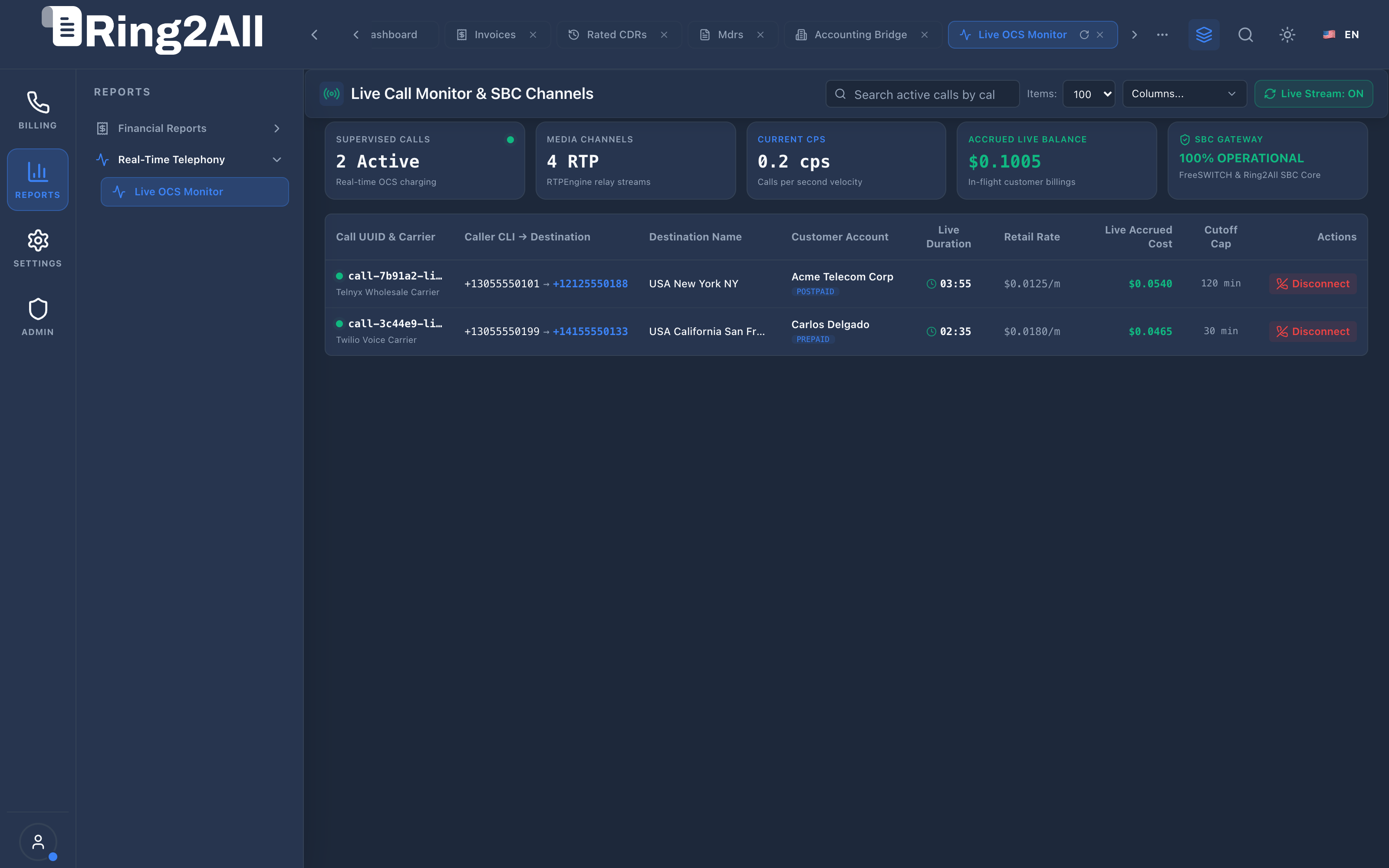 Live OCS Monitor Dashboard