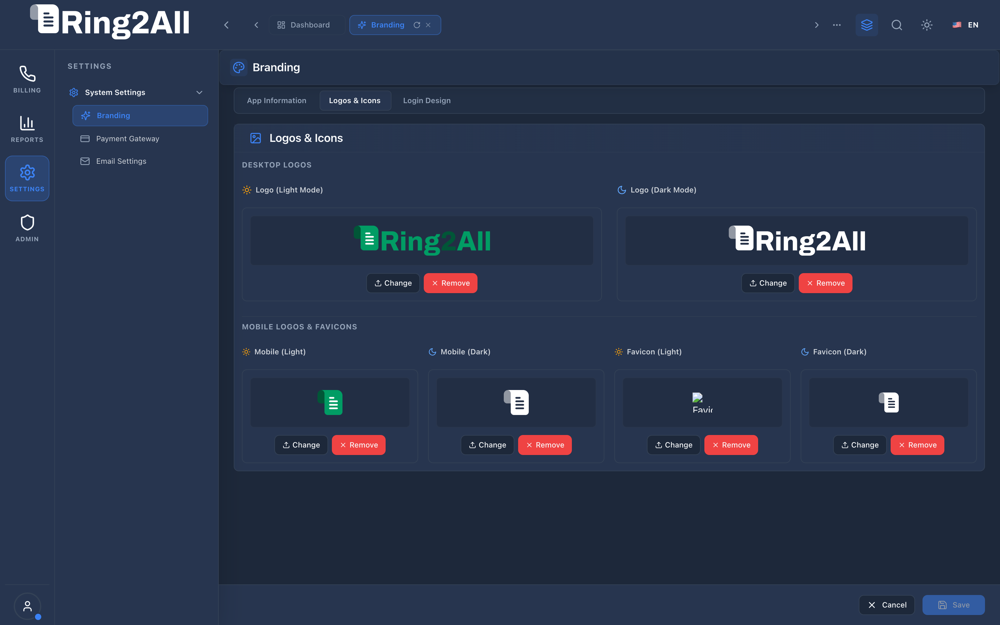 Branding Logos Tab