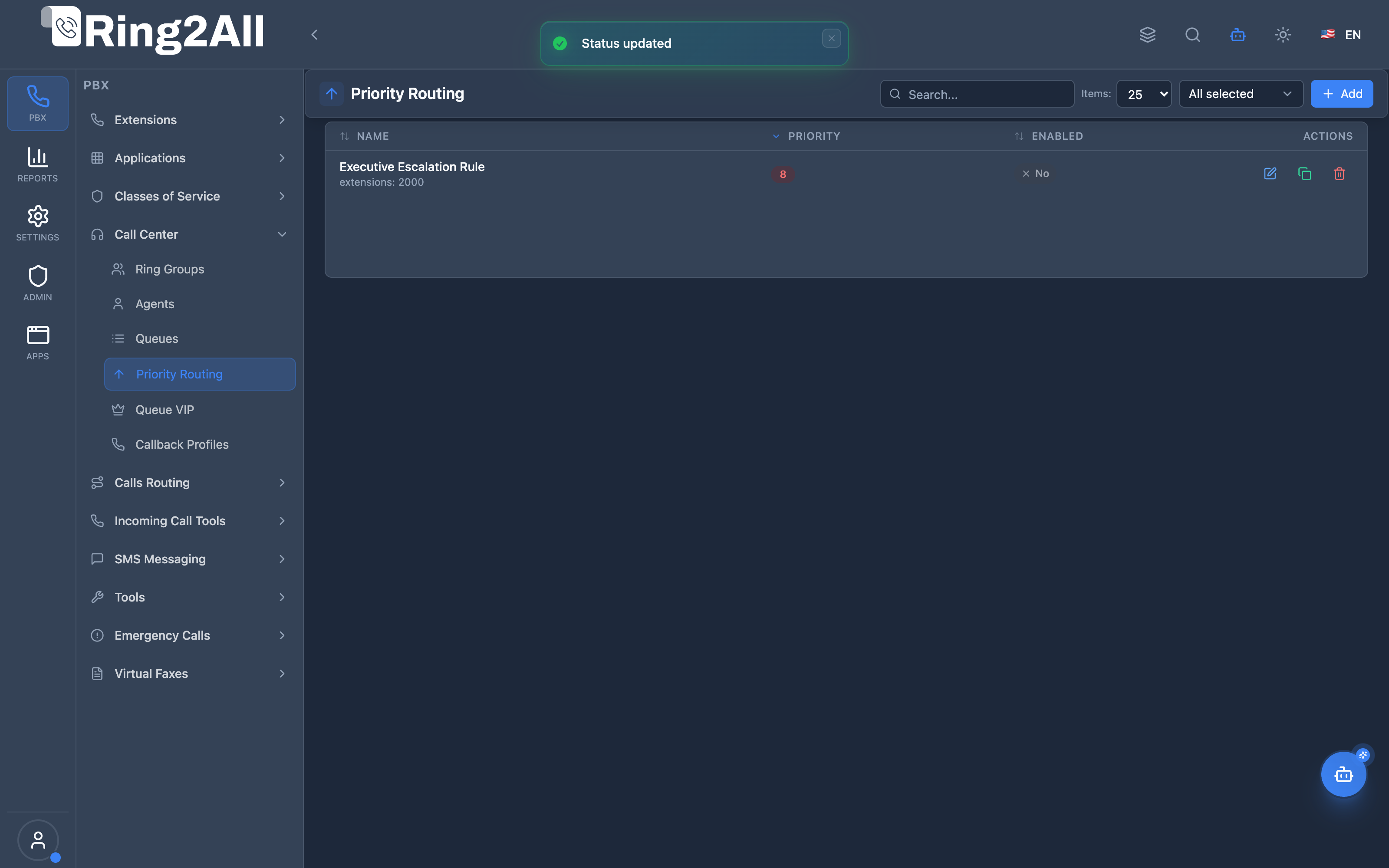 Priority Routing Configuration Form