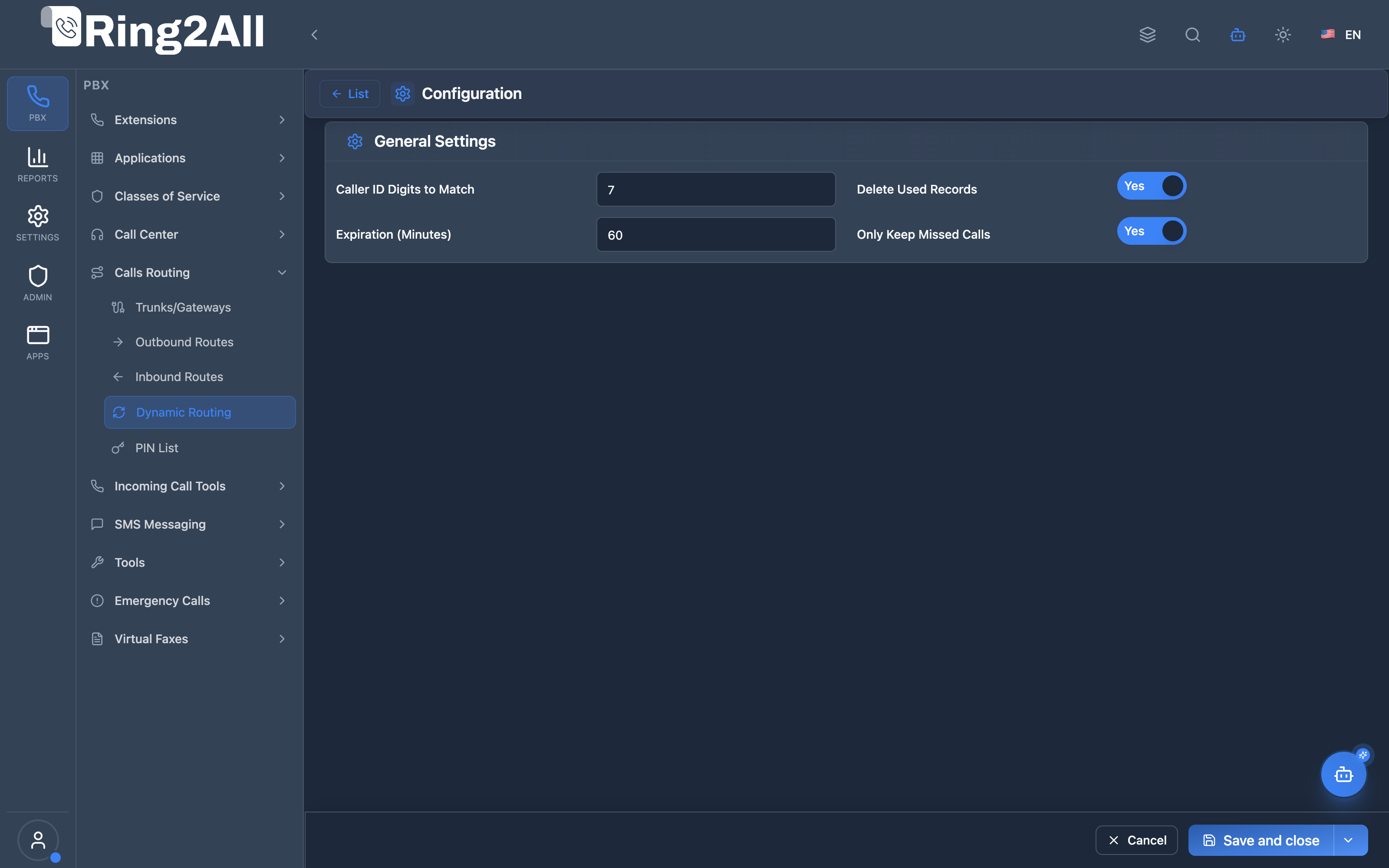 Dynamic Routing Configuration Form