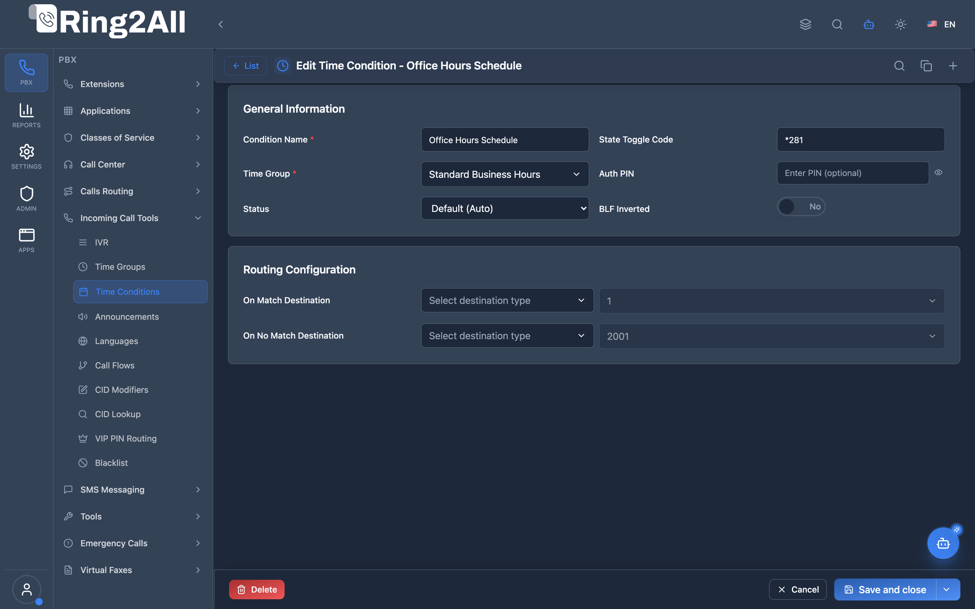 Time Condition Configuration Form