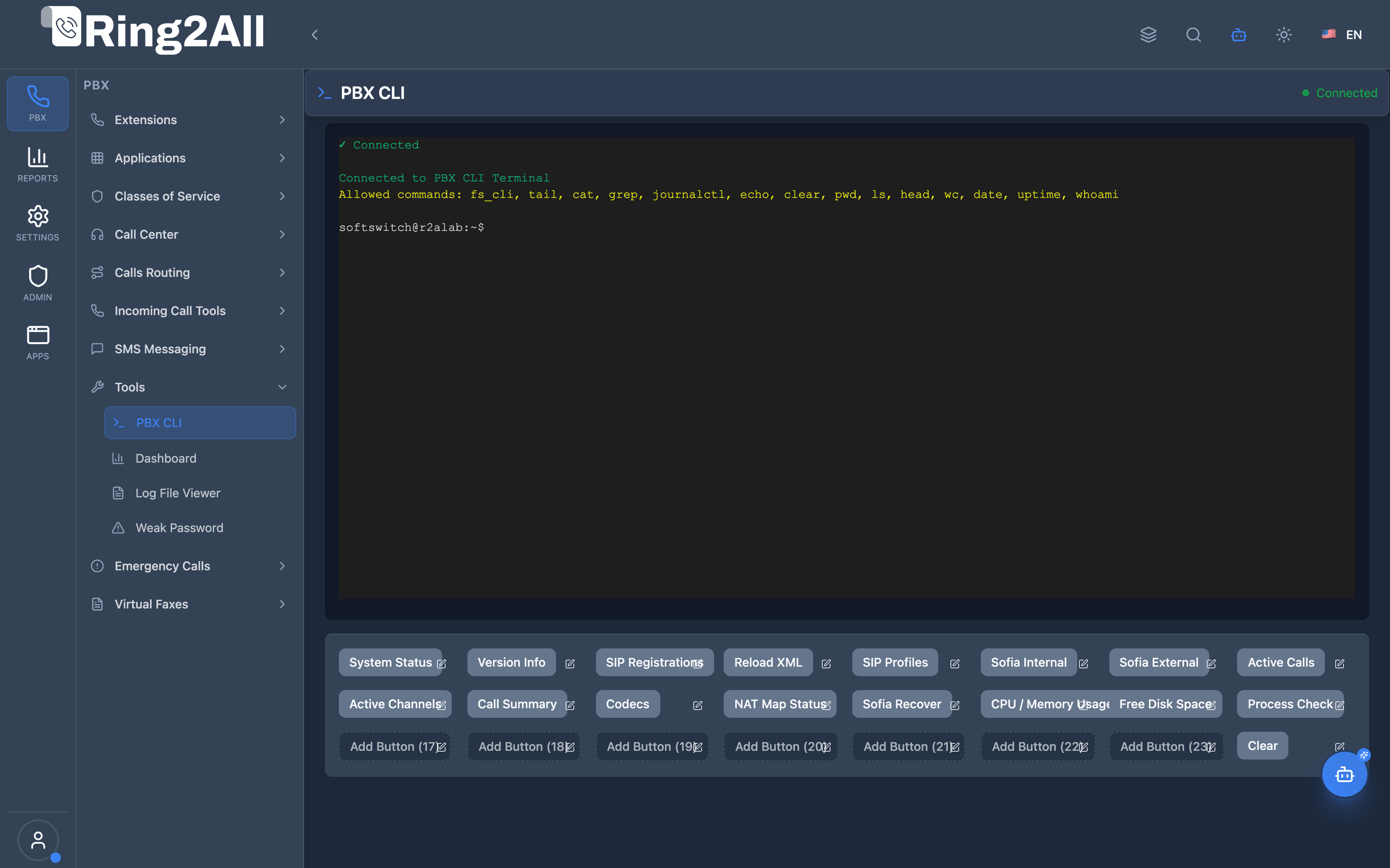 PBX CLI Terminal View