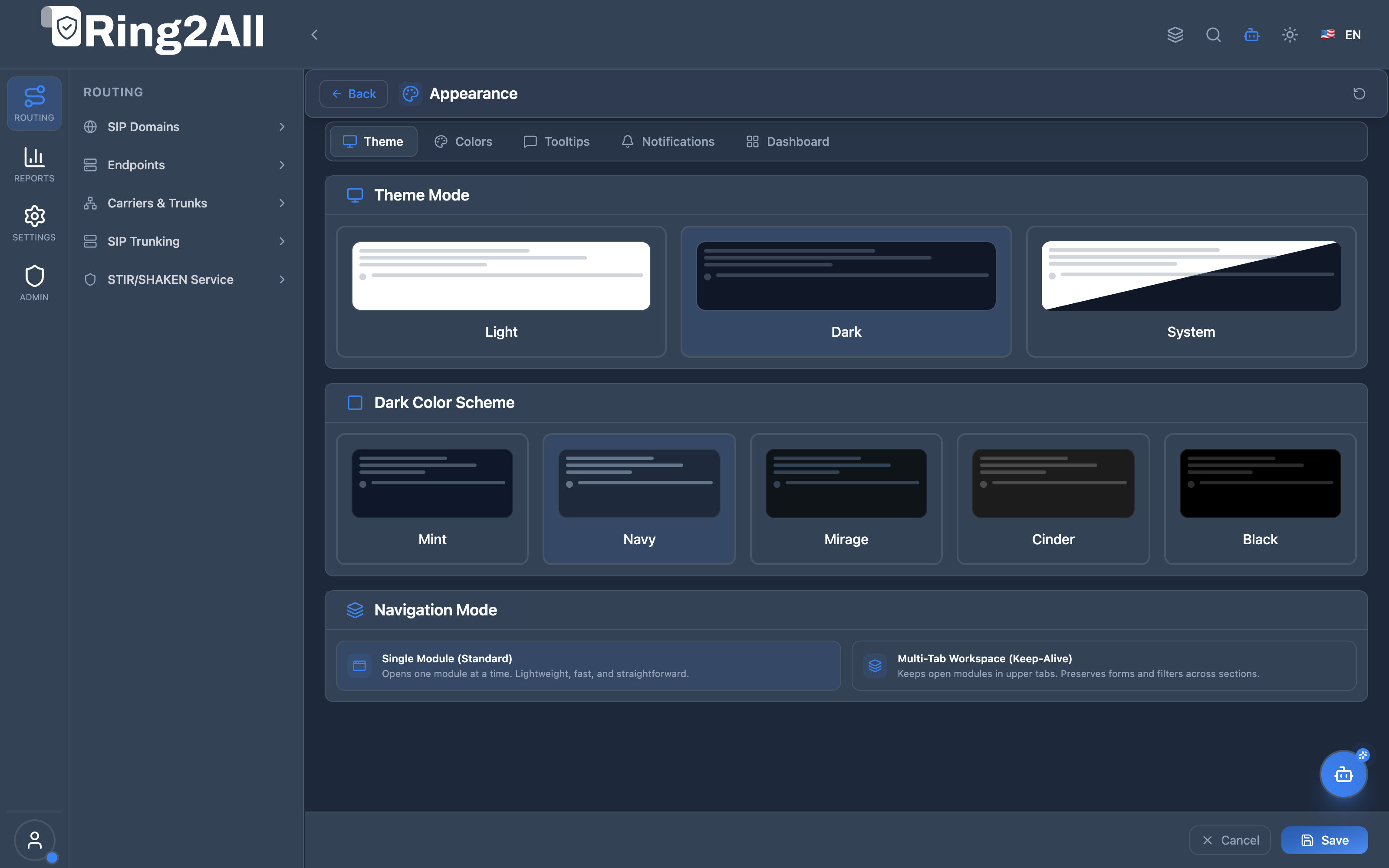 Theme & Appearance Settings