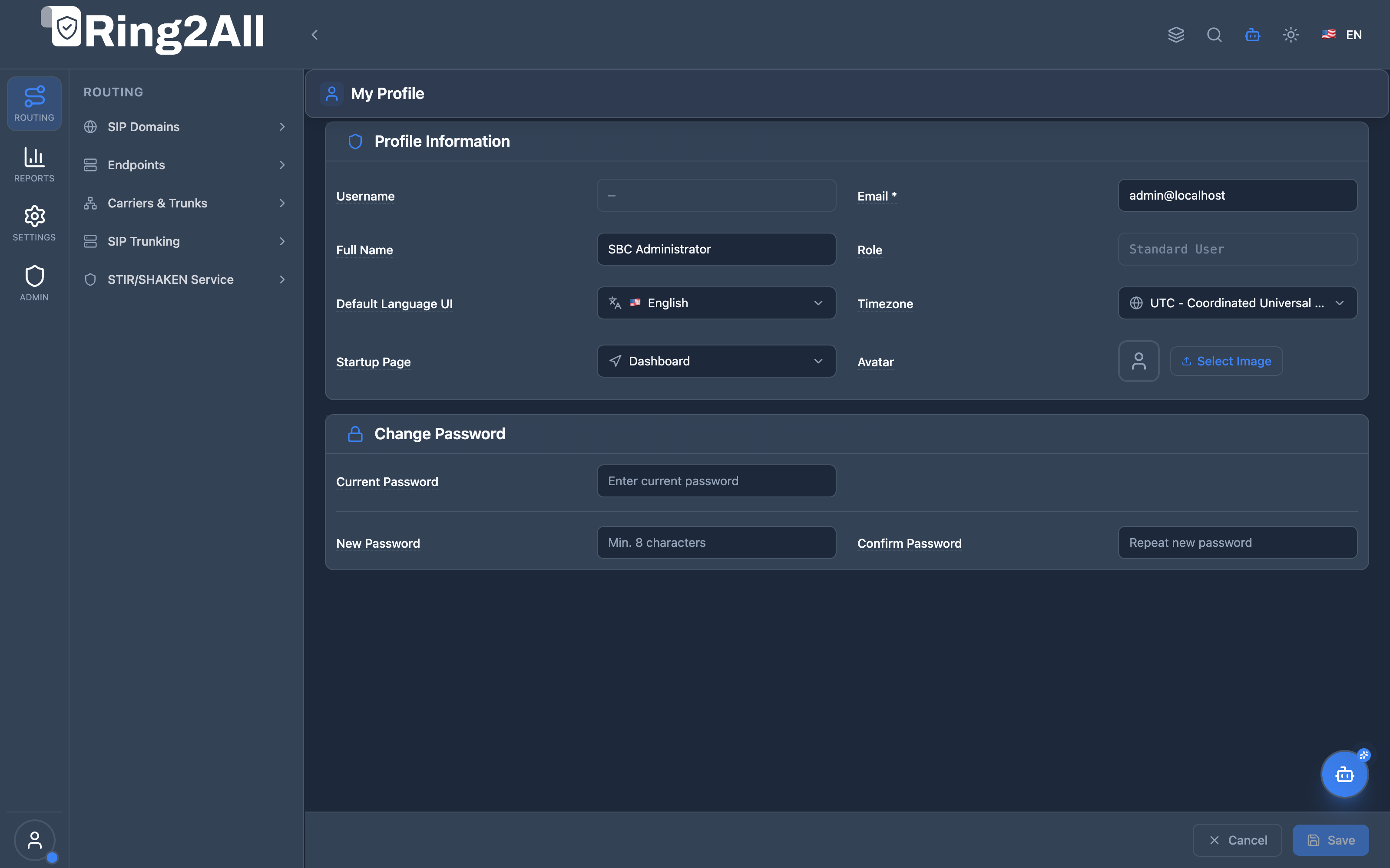 User Profile & Account Settings