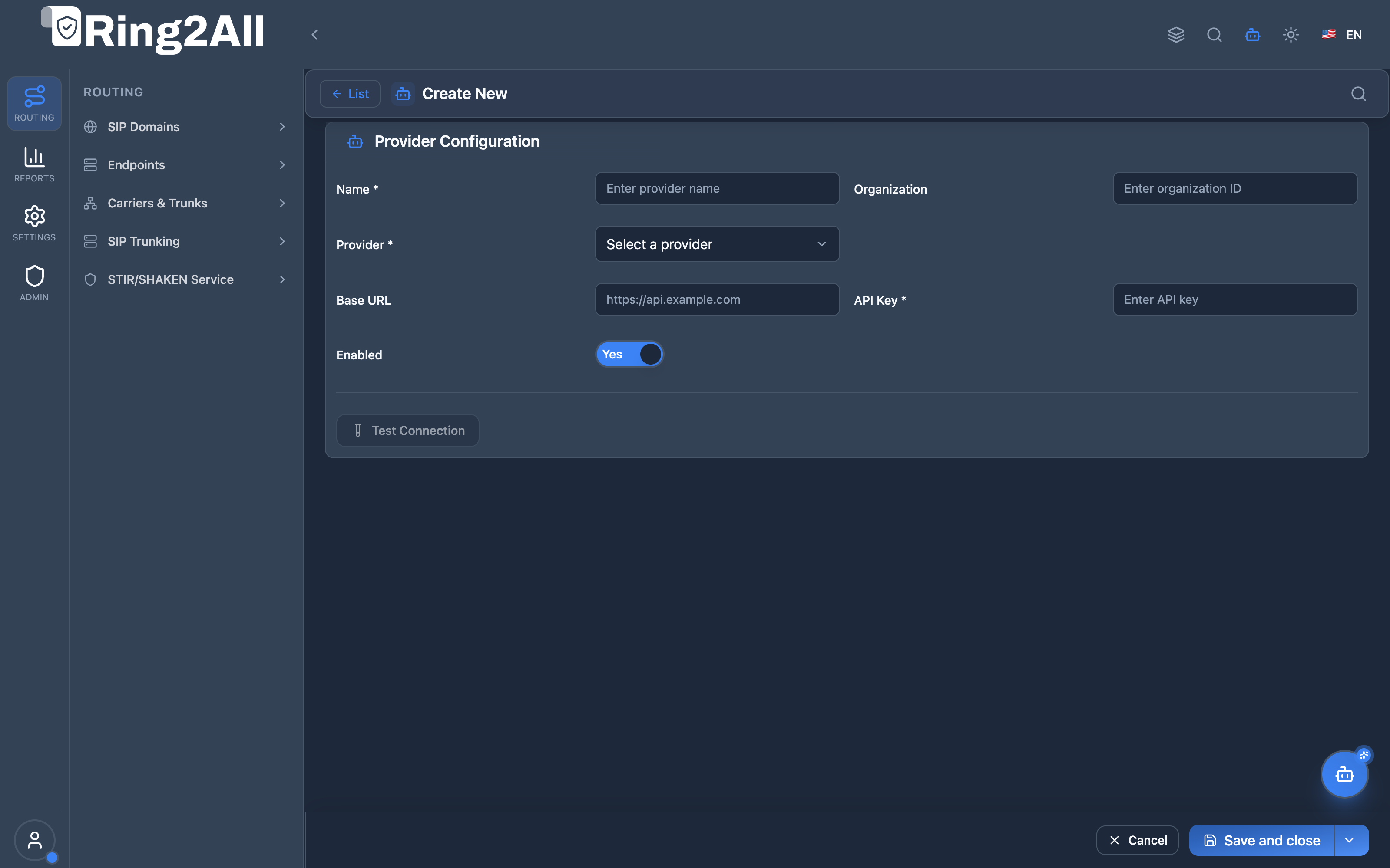 AI Provider Configuration Form