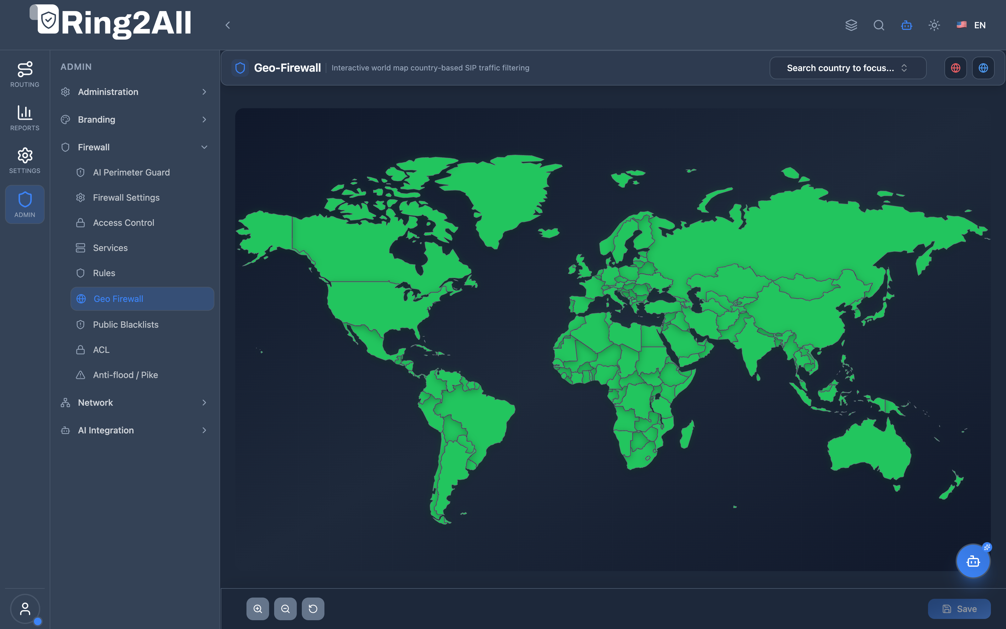 Geo-Firewall World Map View