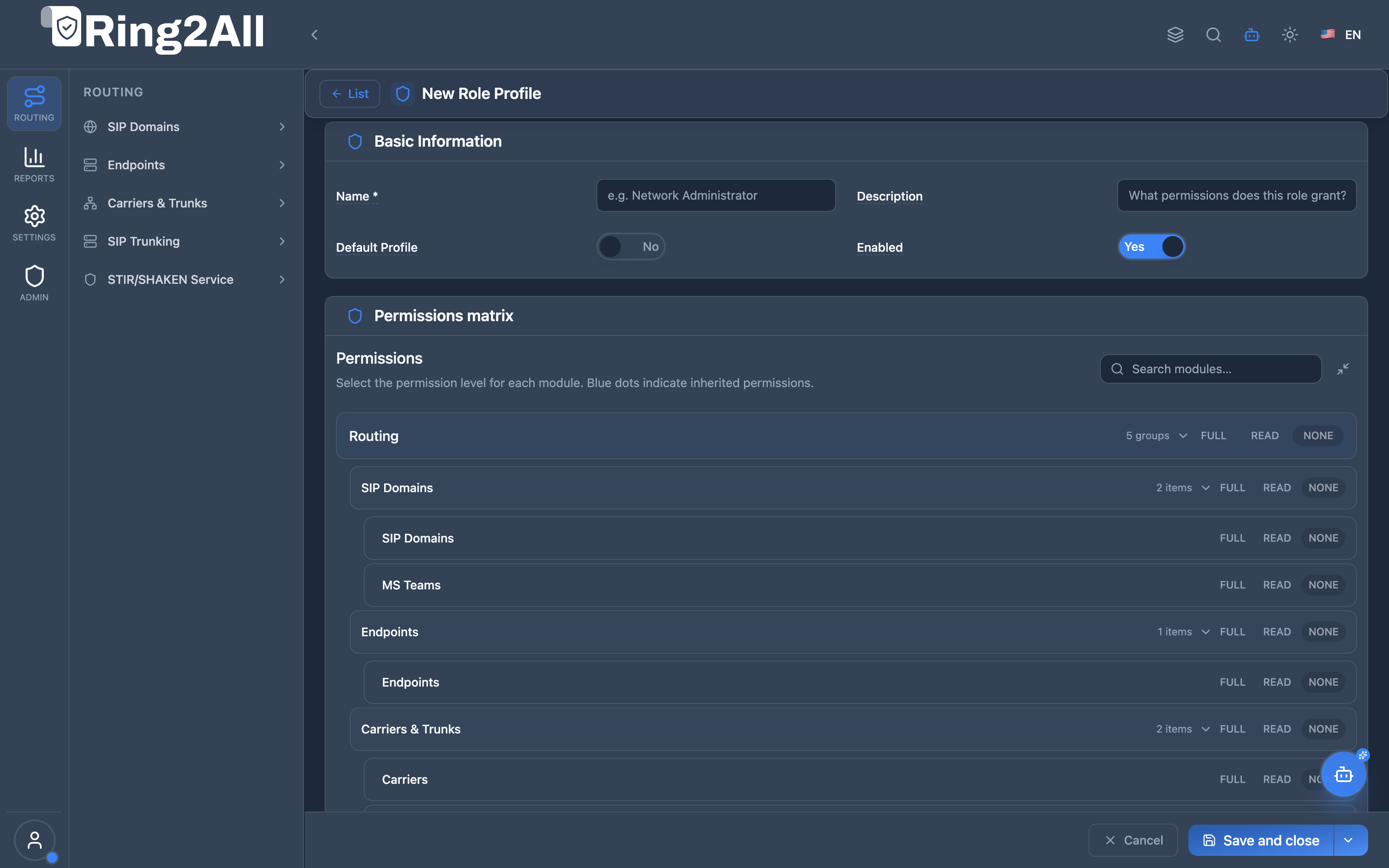 Role Profile Configuration Form