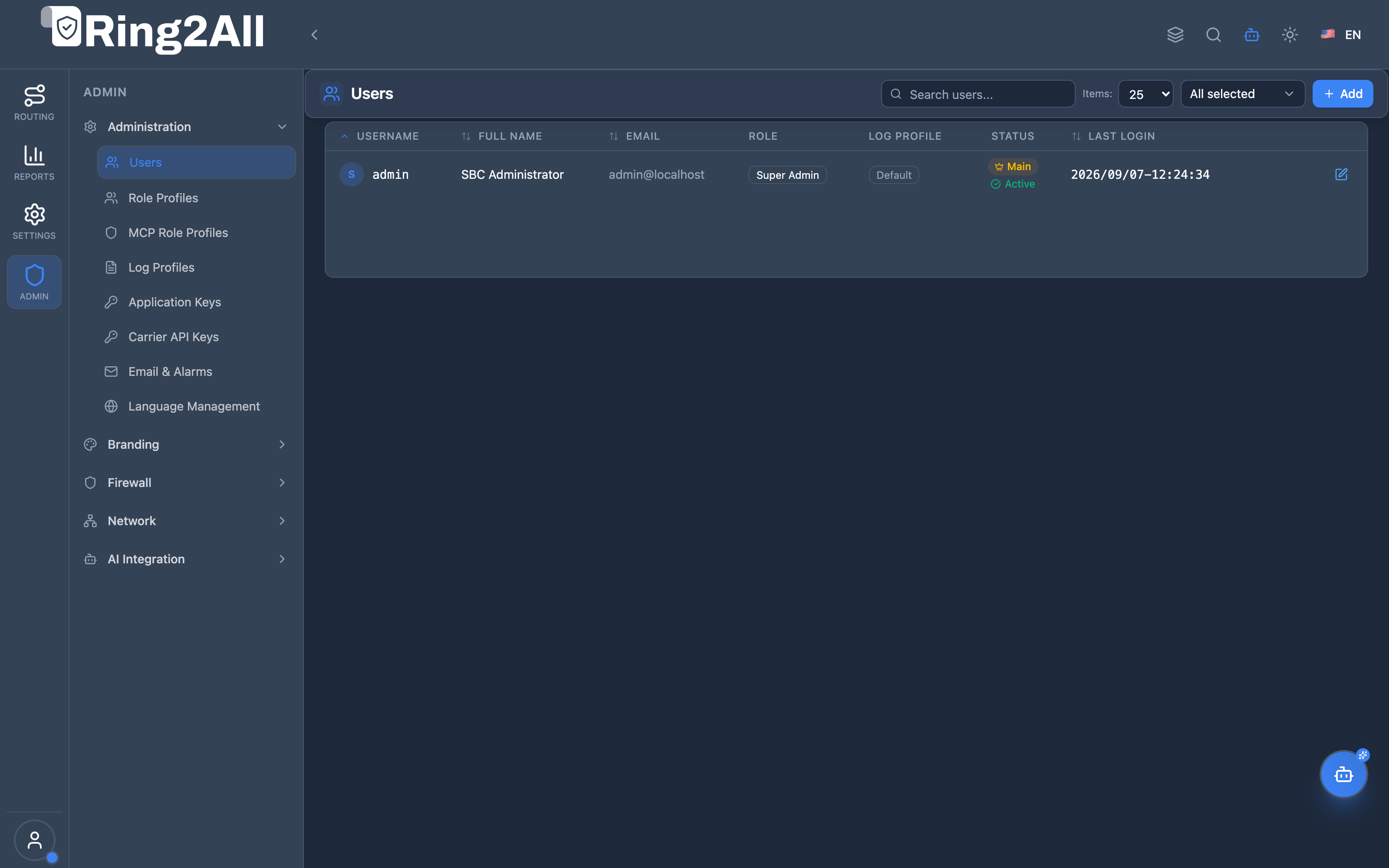 Users Management List View