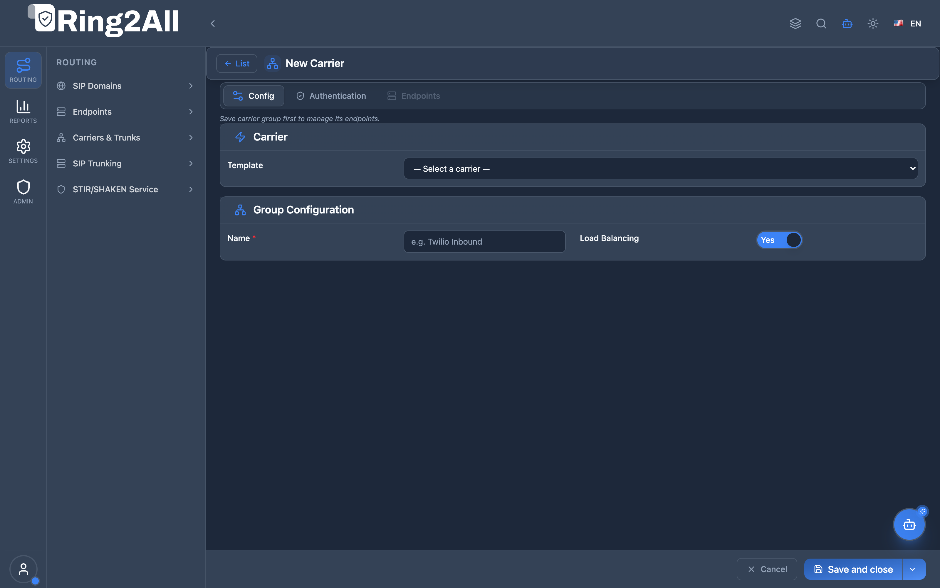 Carrier Group Form