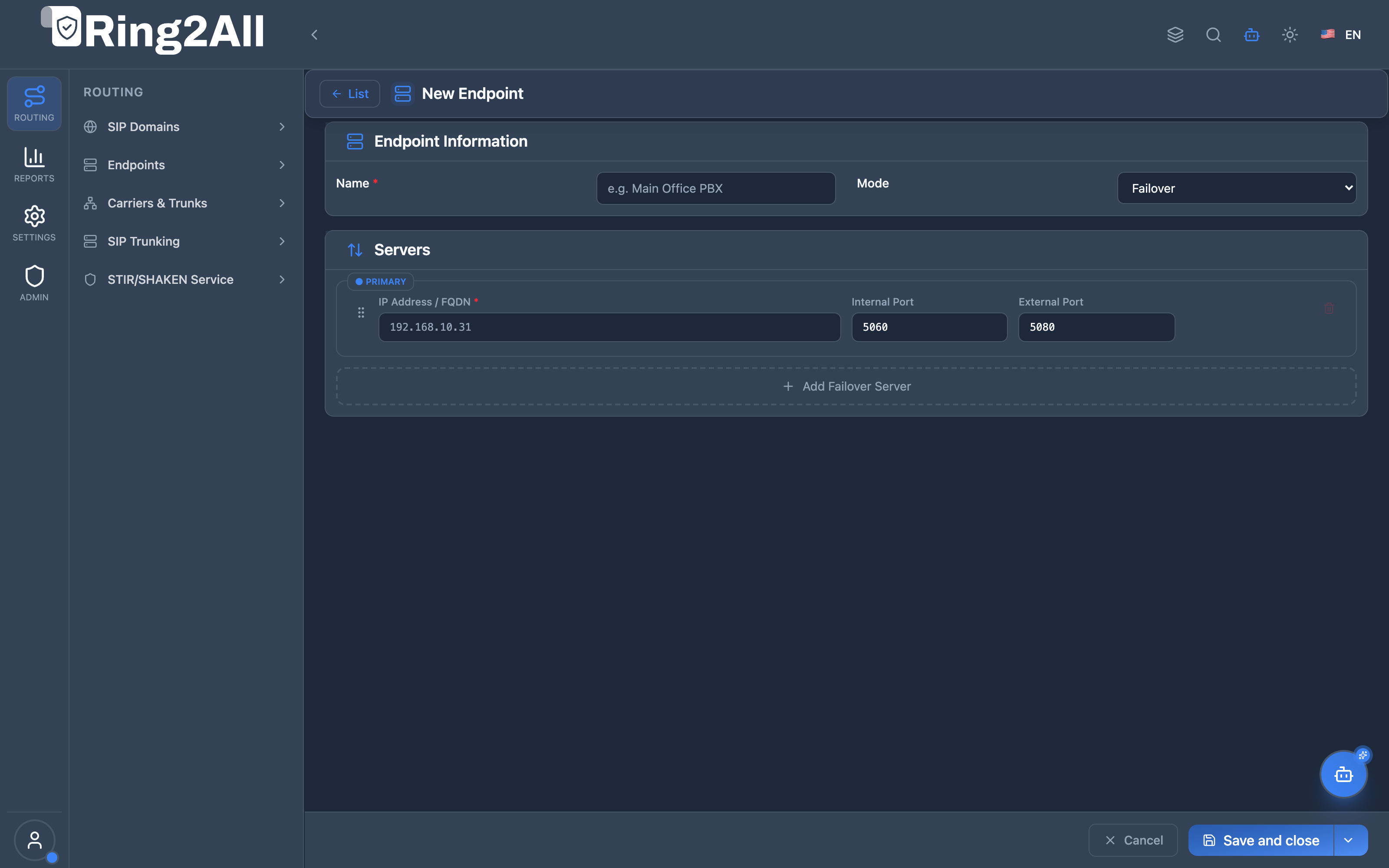 Endpoint Configuration Form
