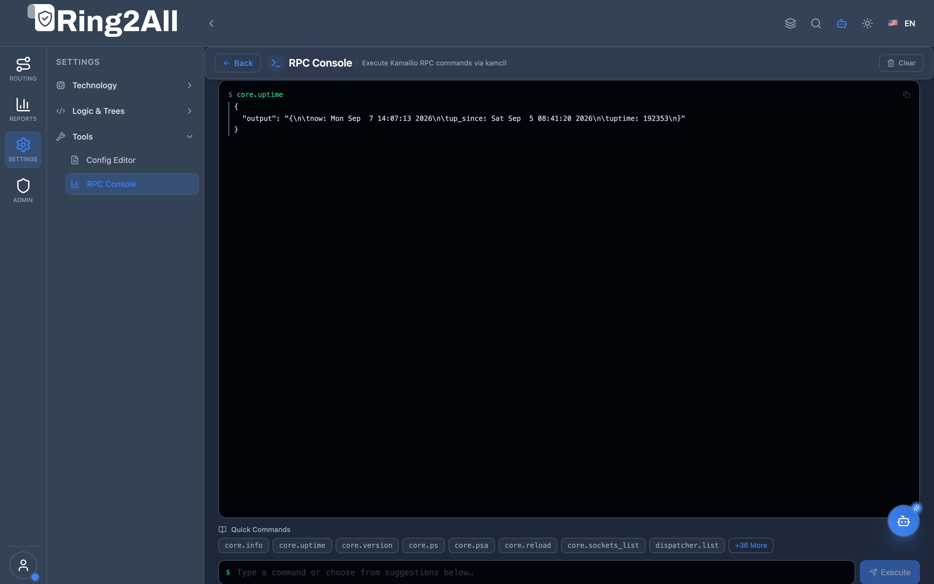 RPC Console Terminal Interface