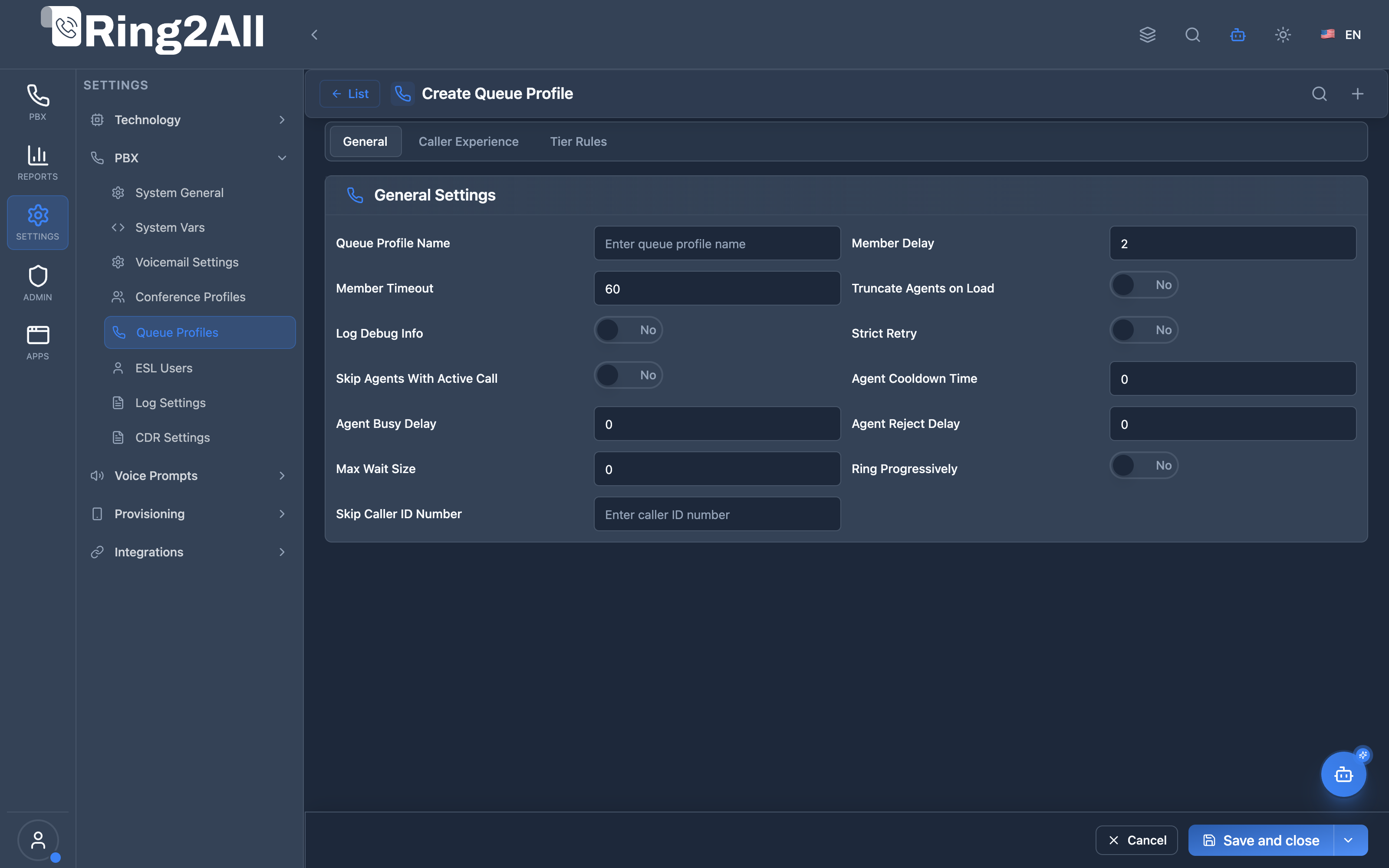 Queue Profile Form