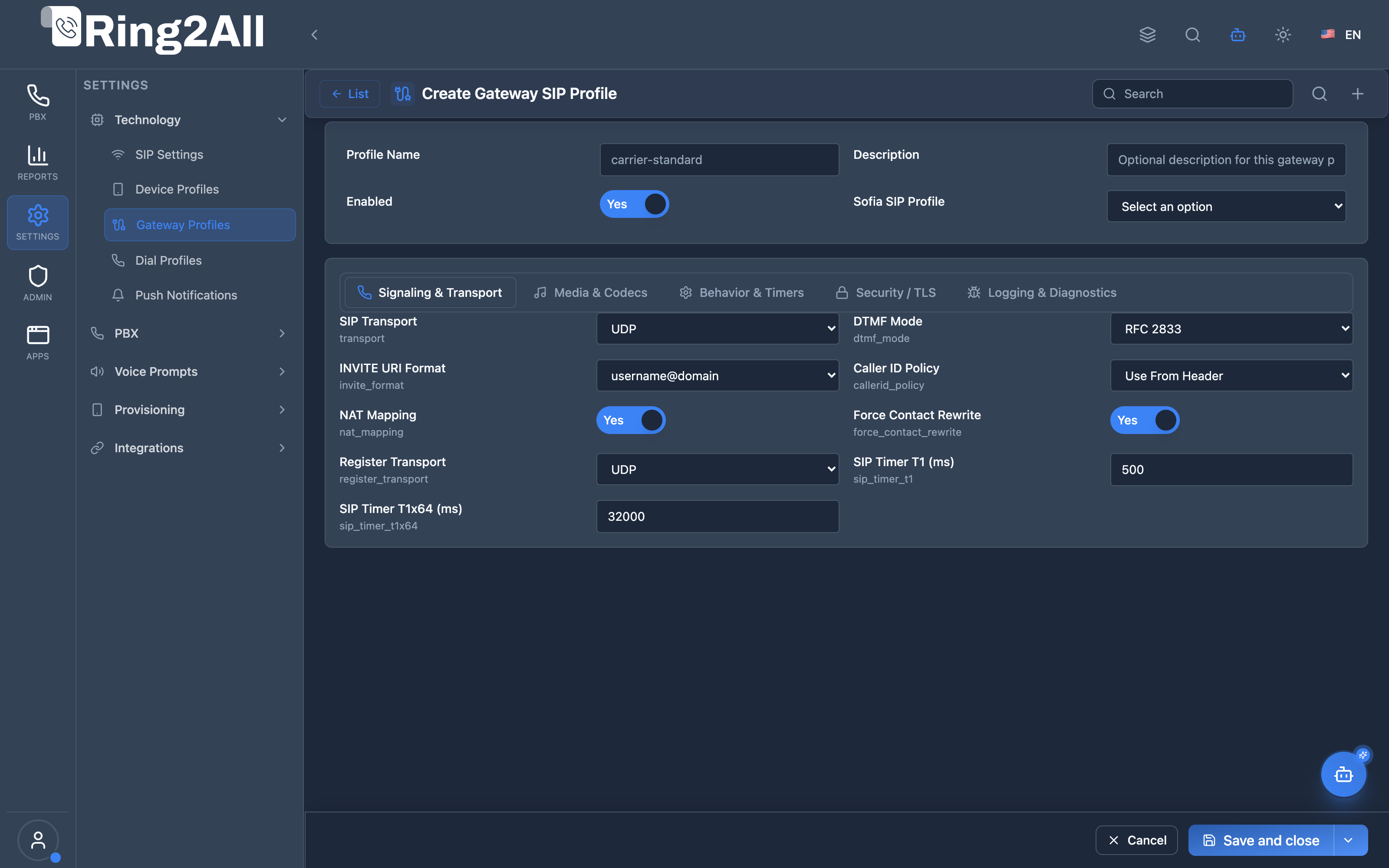 Gateway Profile Form