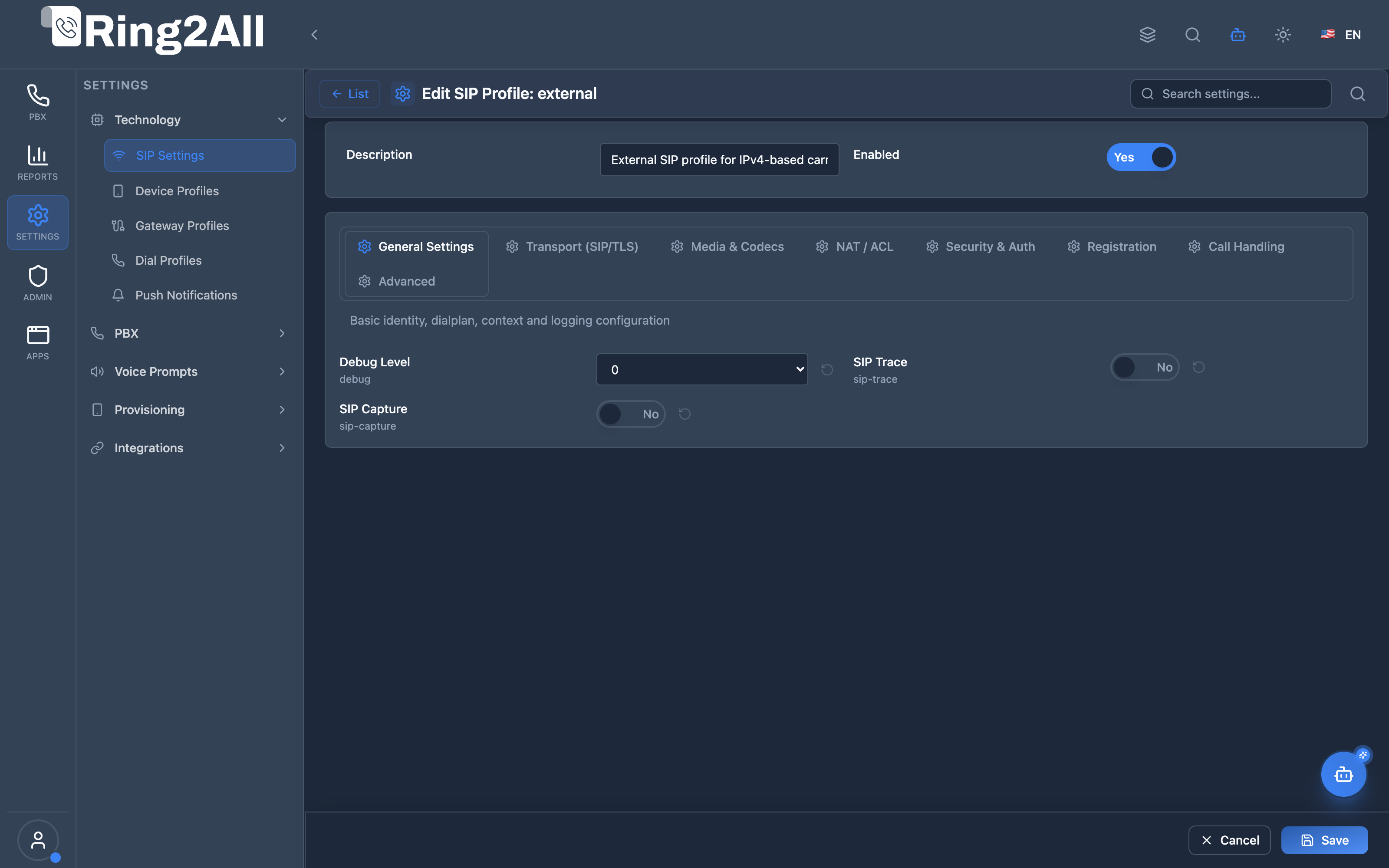 SIP Profile Form